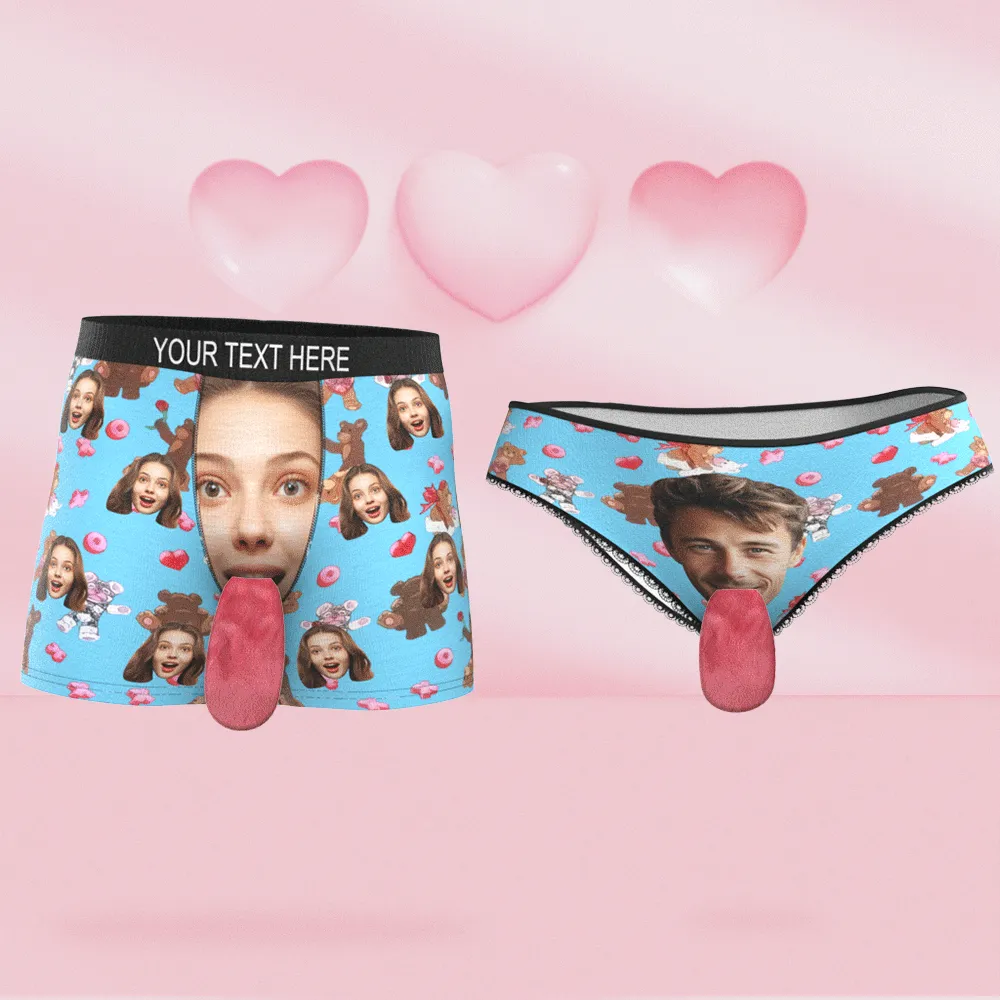 Custom Face Underwear Personalised Magnetic Tongue Underwear Love Bear Valentine's Gifts for Couple