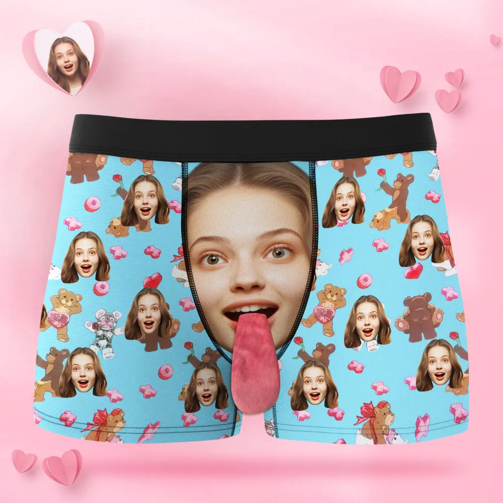 Custom Face Underwear Personalised Magnetic Tongue Underwear Love Bear Valentine's Gifts for Couple