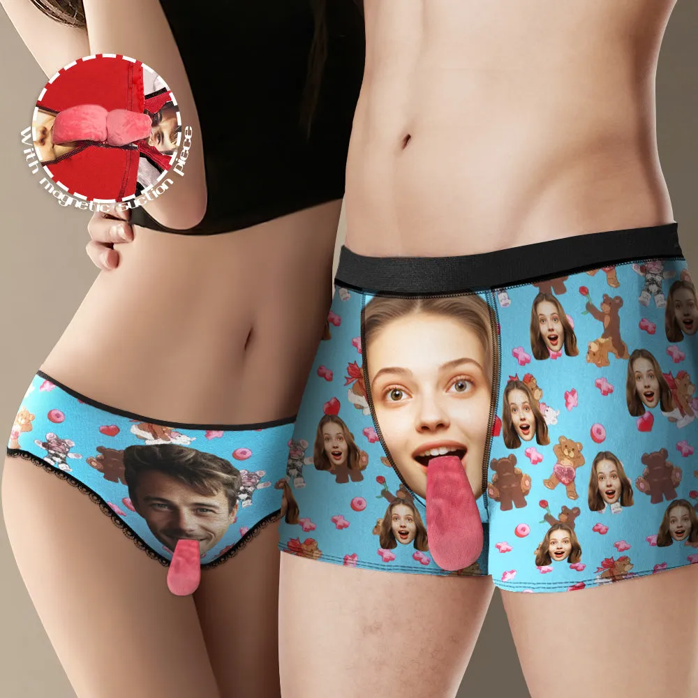 Custom Face Underwear Personalised Magnetic Tongue Underwear Love Bear Valentine's Gifts for Couple