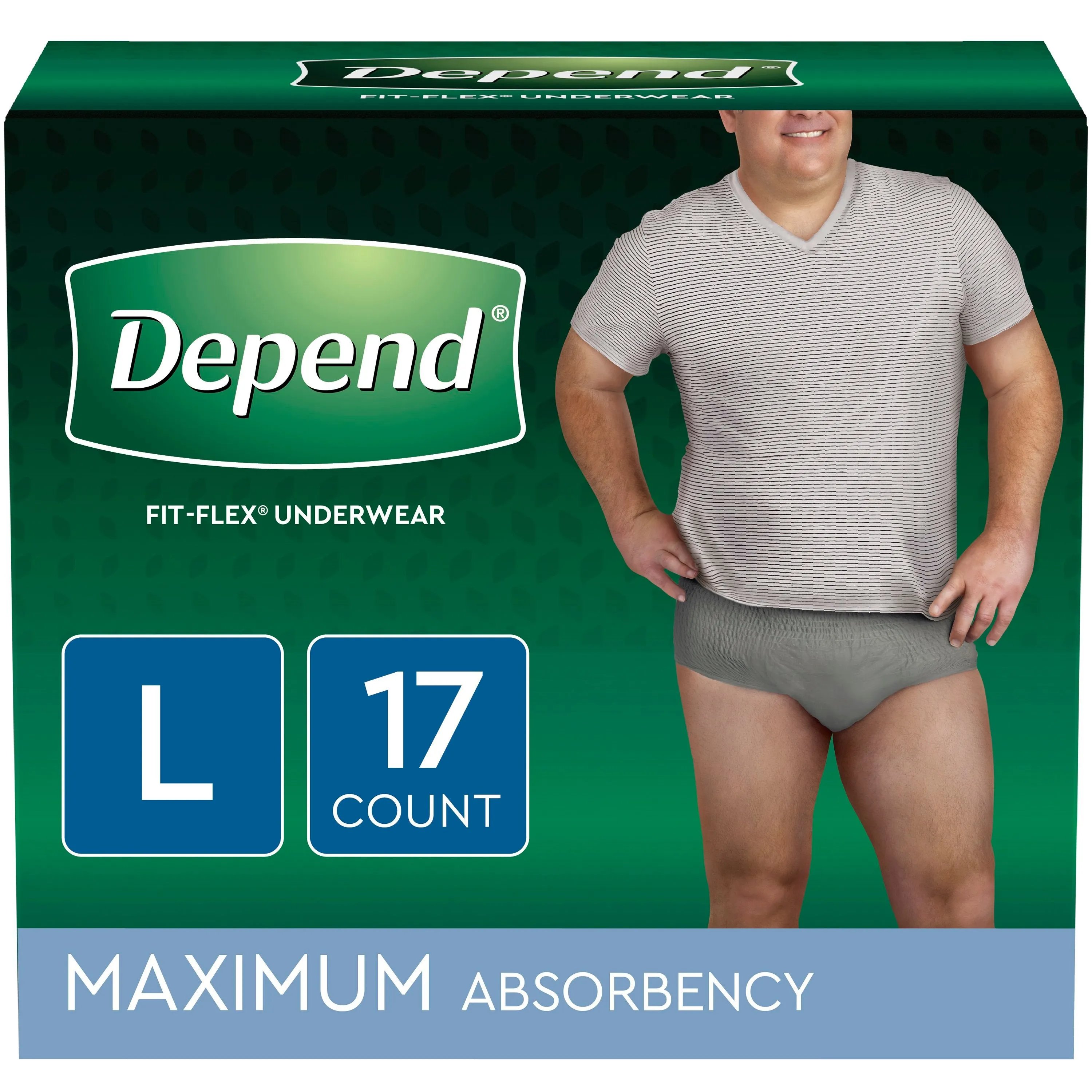 Depend Fit-Flex Incontinence Underwear for Men, Maximum Absorbency Large