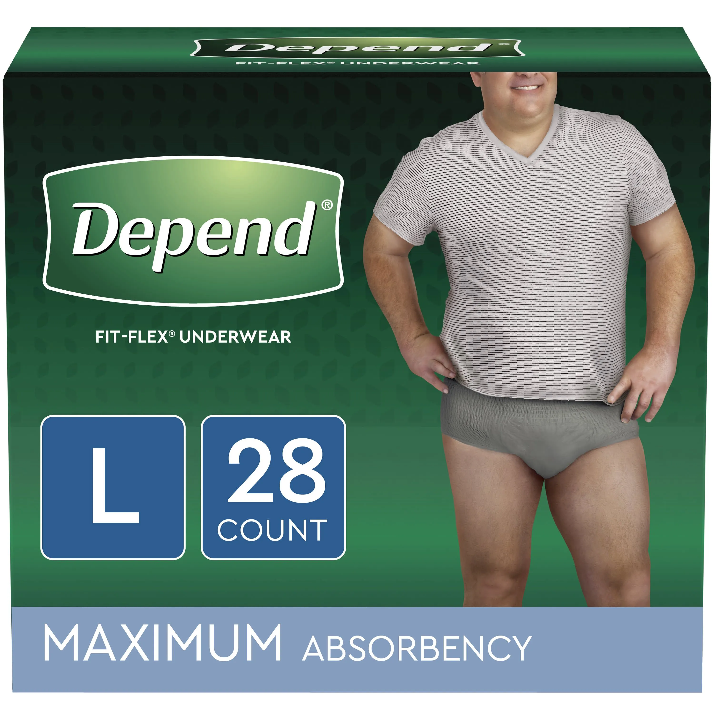 Depend Fit-Flex Incontinence Underwear for Men, Maximum Absorbency Large