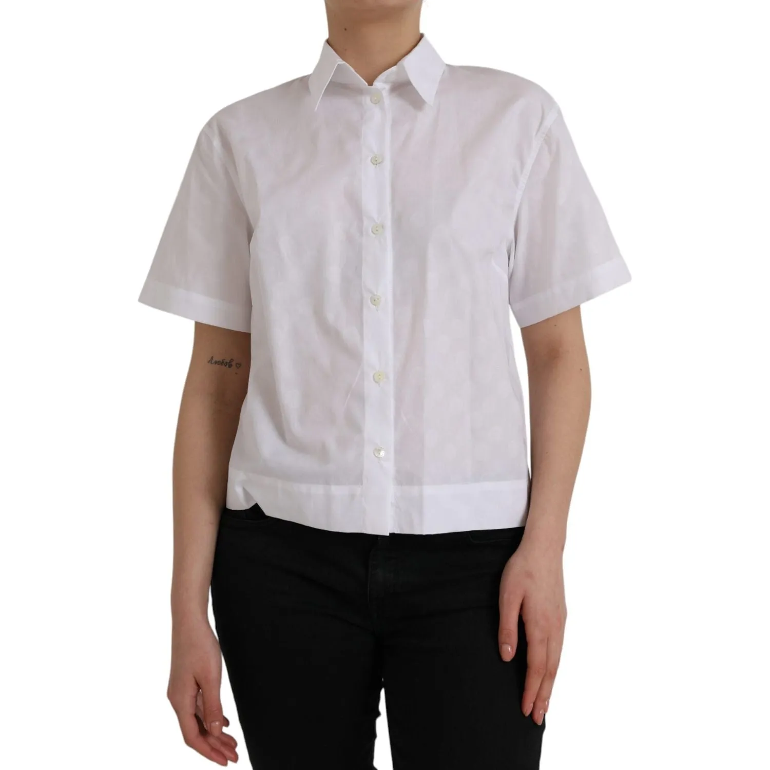 Dolce & Gabbana White Collared Short Sleeve Polo Shirt Top