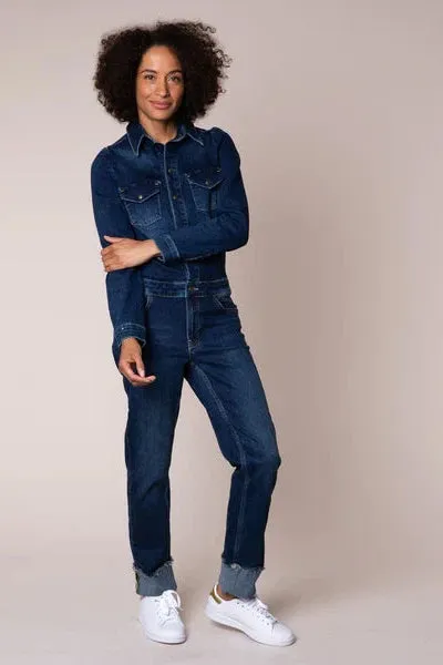 Eleven Loves Rachel Denim Jumpsuit Navy