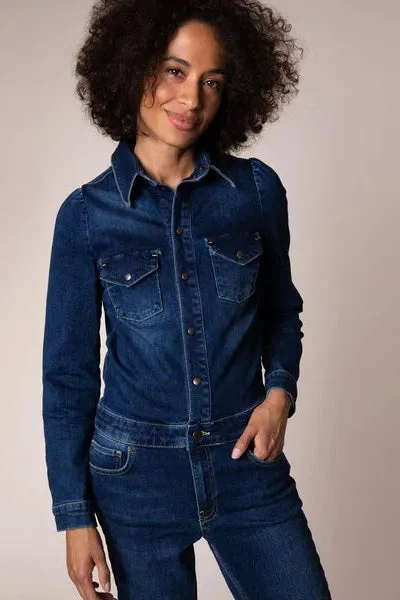 Eleven Loves Rachel Denim Jumpsuit Navy