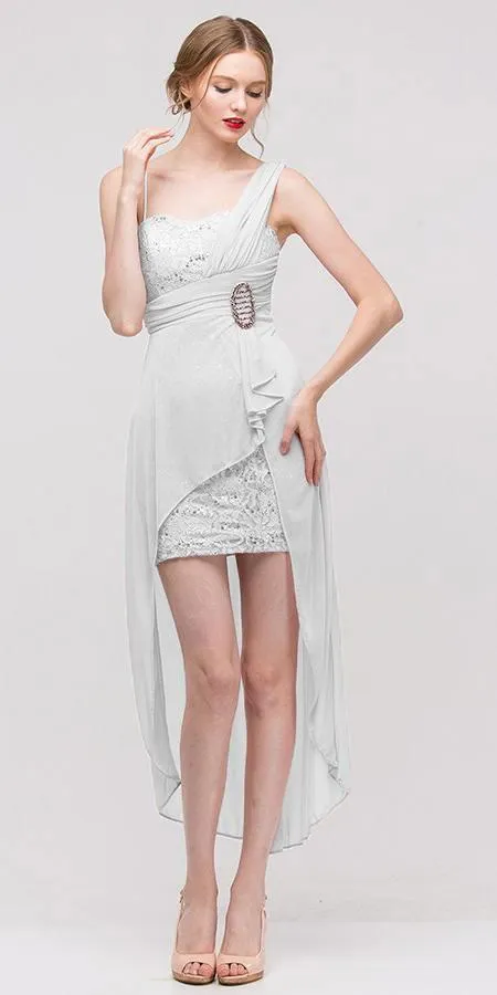 Eureka 1921 Spaghetti Strapped Short Chiffon Sheath Dress