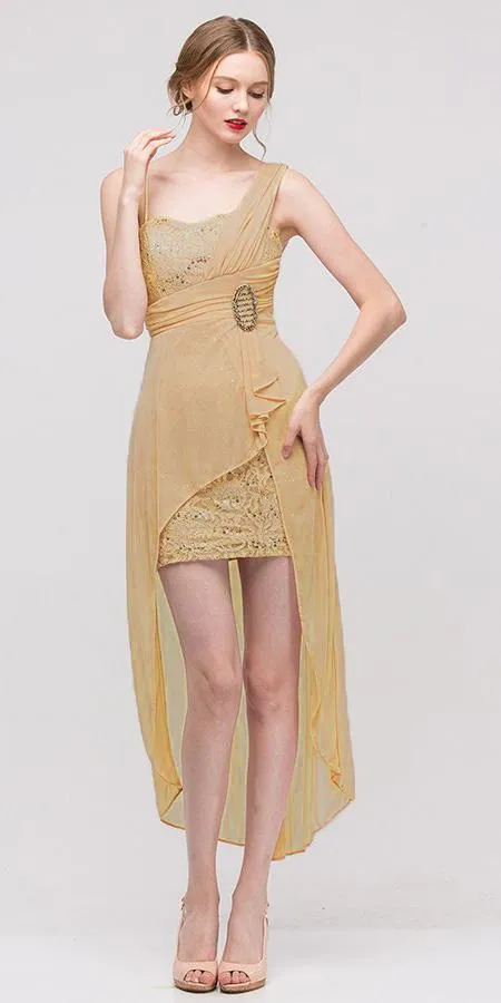 Eureka 1921 Spaghetti Strapped Short Chiffon Sheath Dress