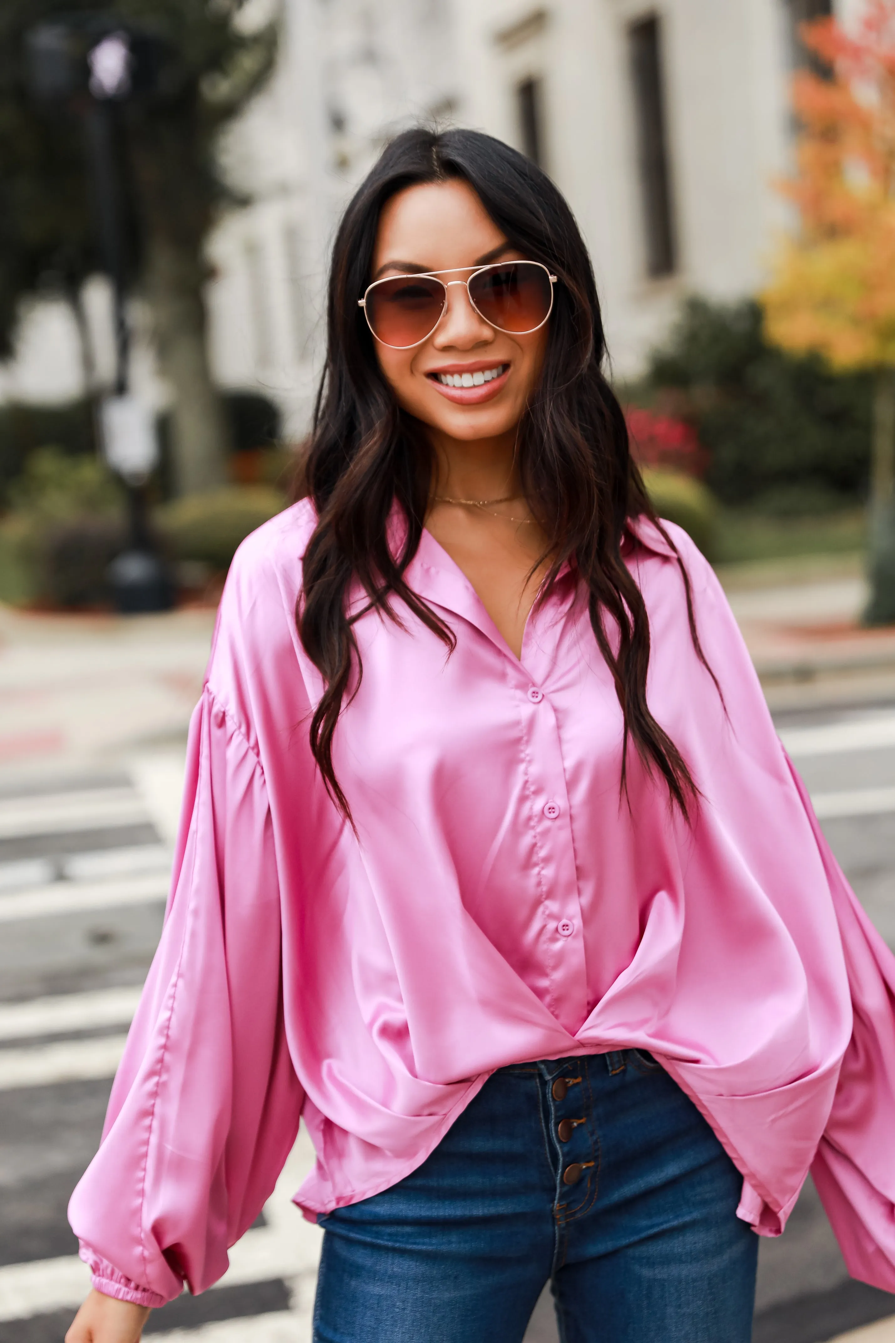 FINAL SALE - Celebrate Style Pink Satin Blouse