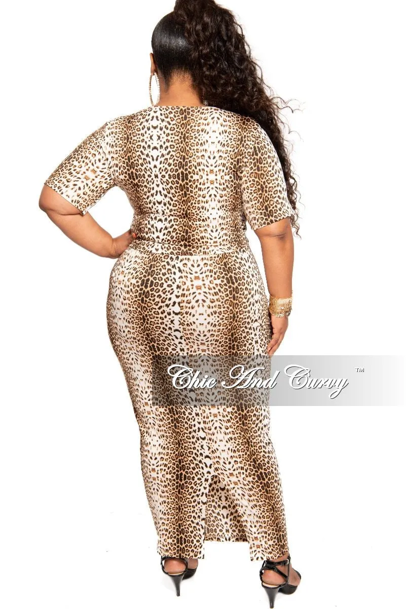 Final Sales Plus Size Scoop Neck Top and Pencil Skirt Set in Light Animal Print