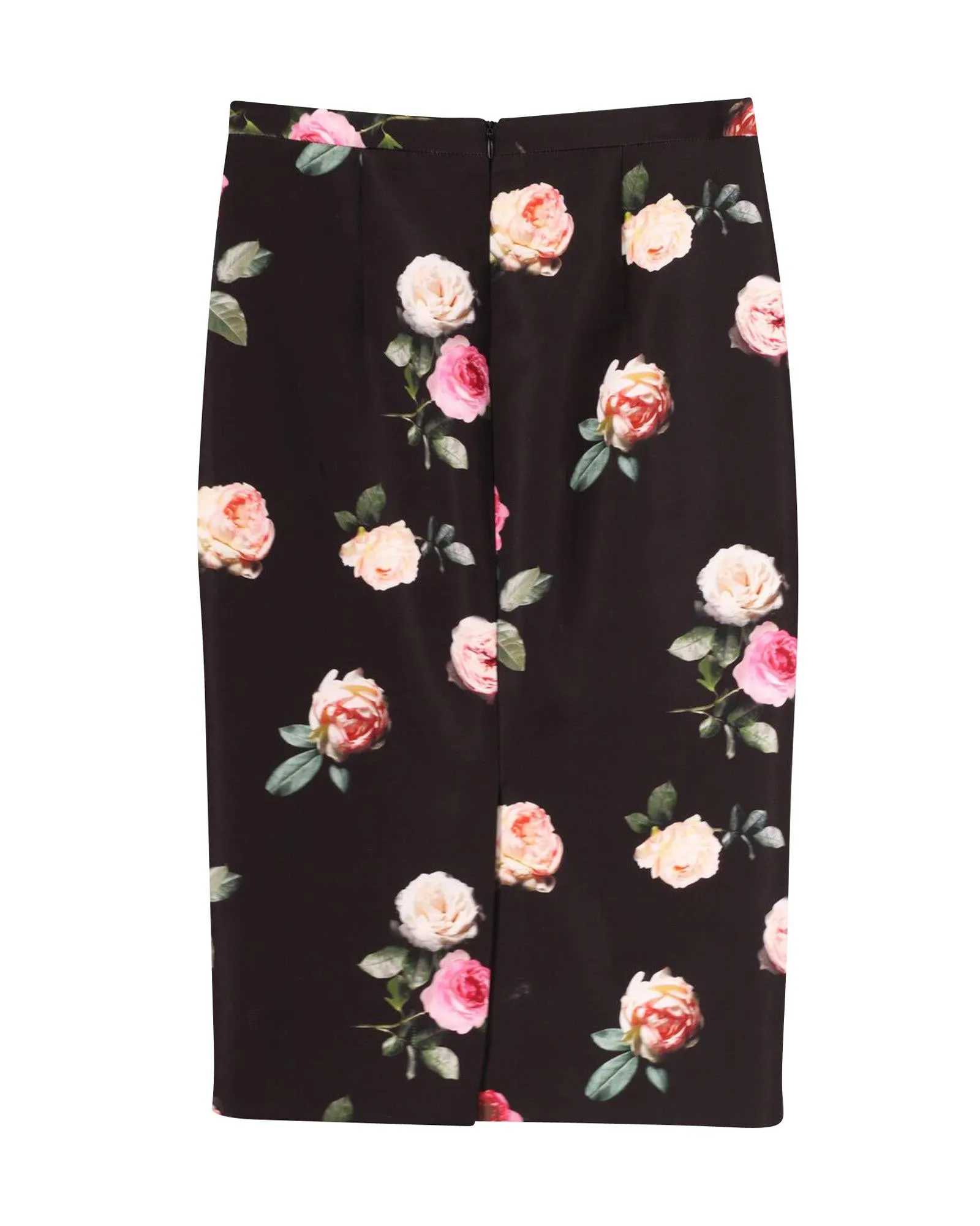 Floral Silk Midi Pencil Skirt in Black Print by N.21