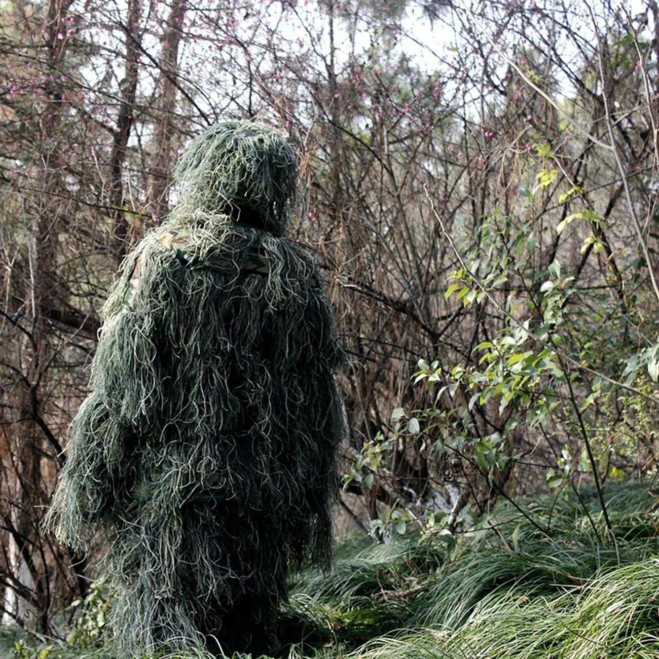 Ghillie Suit, Woodland Camouflage Forest Hunting, 4-Piece   Bag