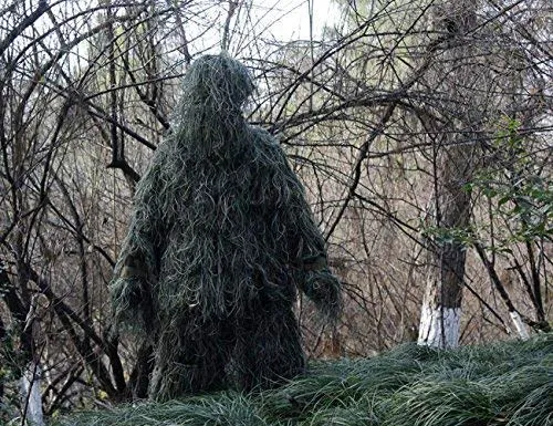 Ghillie Suit, Woodland Camouflage Forest Hunting, 4-Piece   Bag