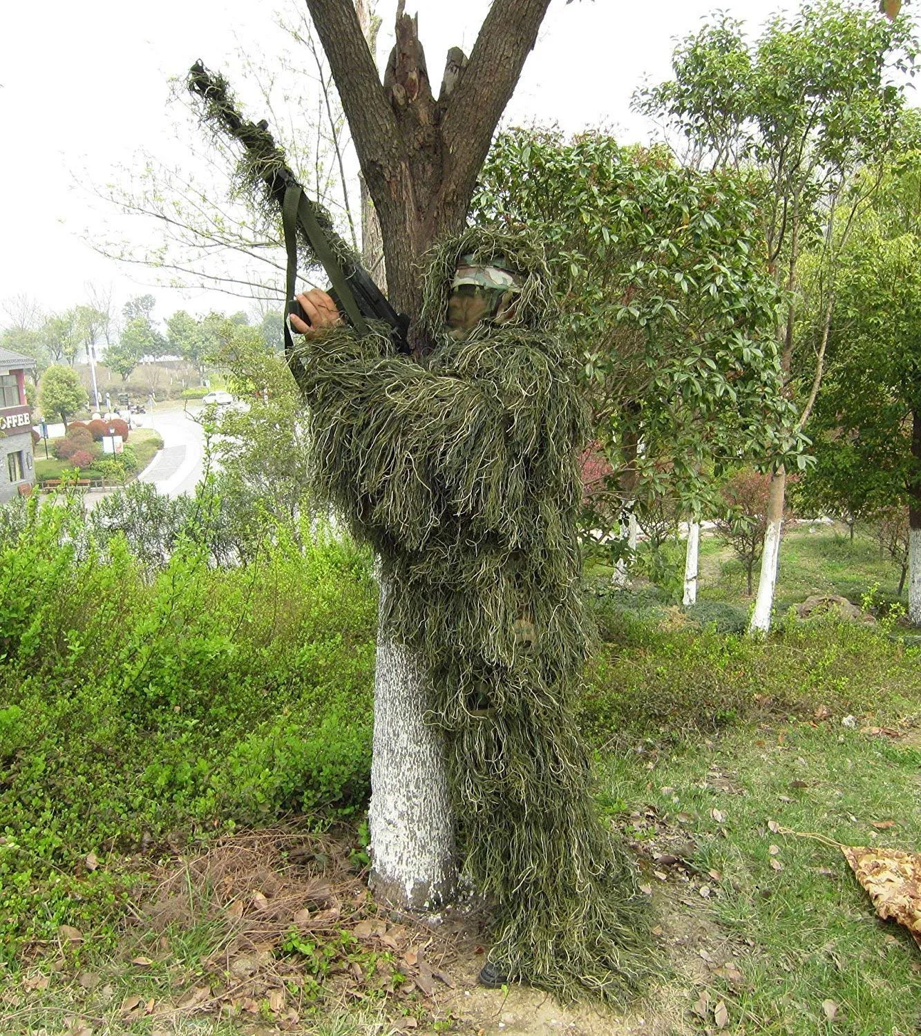 Ghillie Suit, Woodland Camouflage Forest Hunting, 4-Piece   Bag