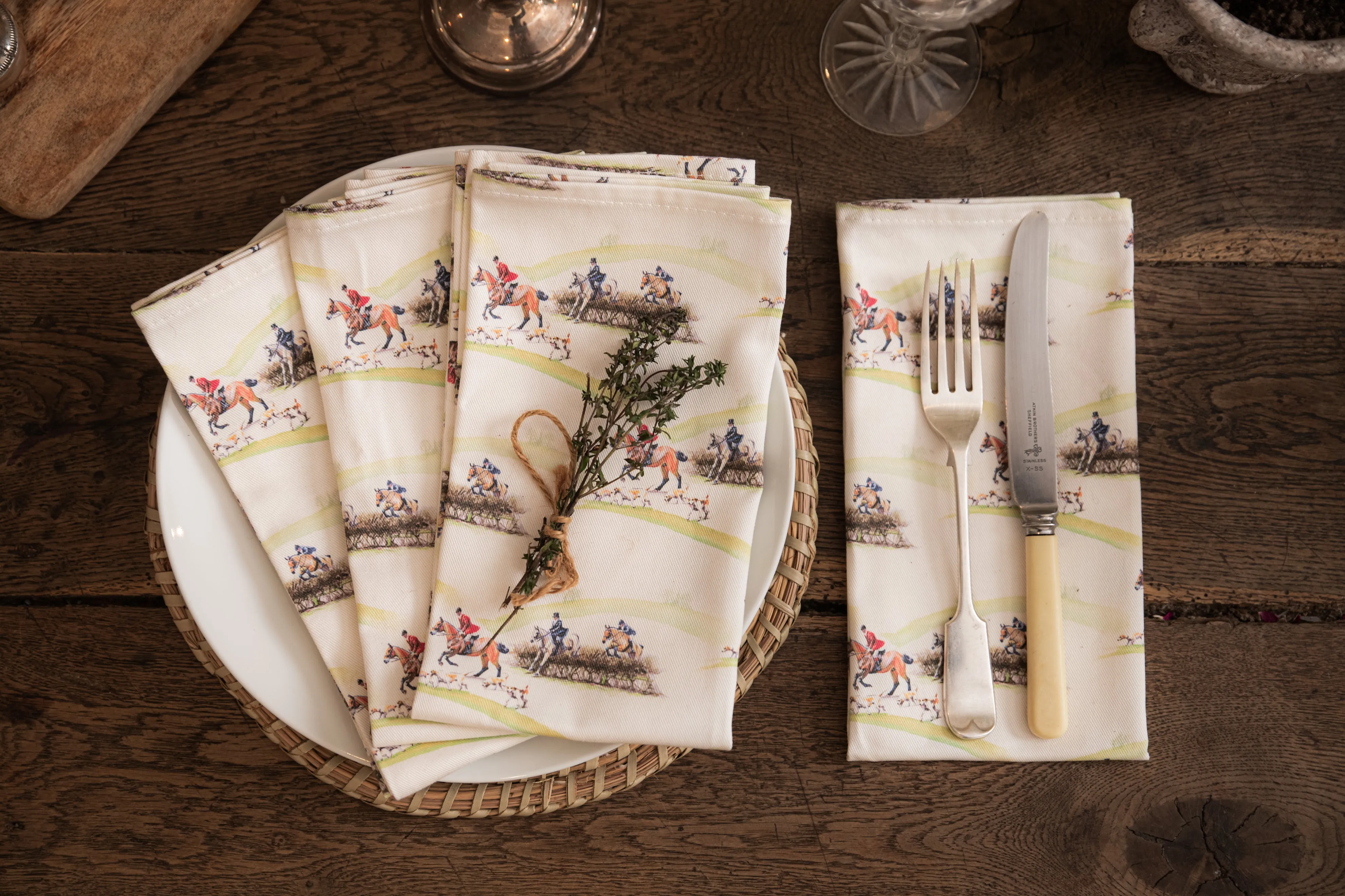 Glaze & Gordon 'The Hunt Jump' Set of 4 Napkins