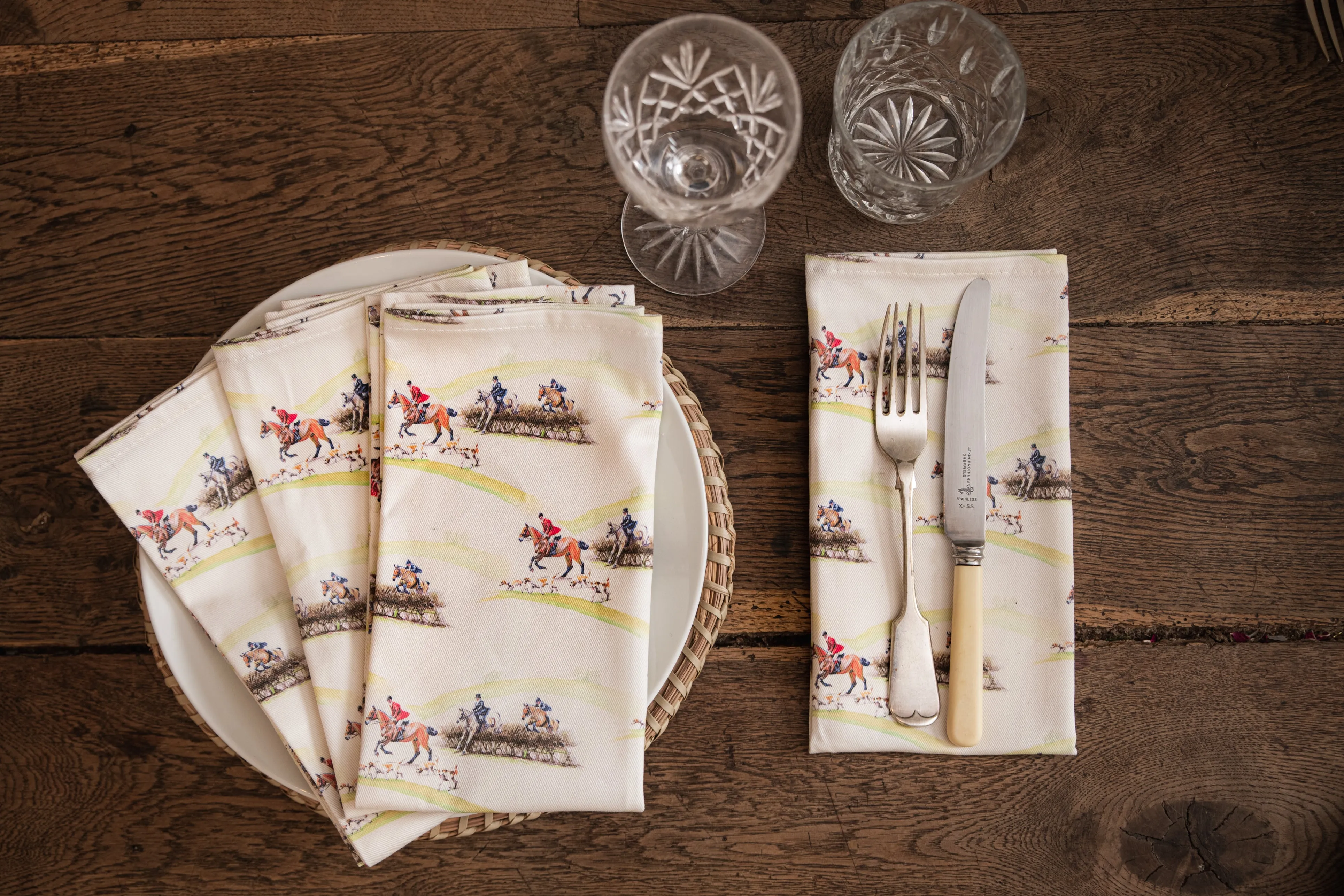 Glaze & Gordon 'The Hunt Jump' Set of 4 Napkins