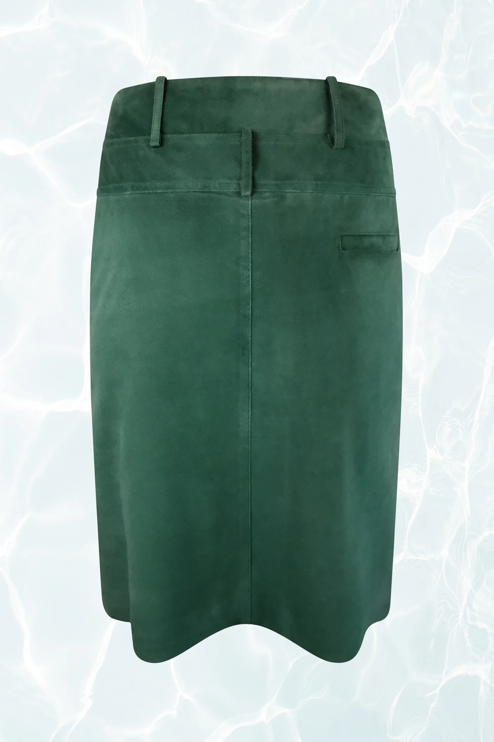 Green Suede Double Waist Skirt