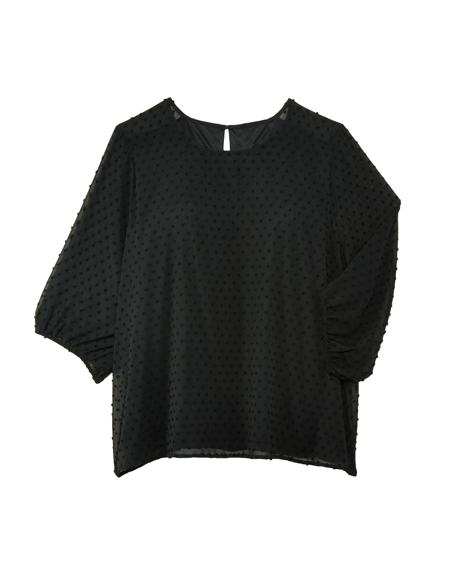 Gwendolyn 3/4 Sleeve Textured Balloon Sleeve Blouse | Black