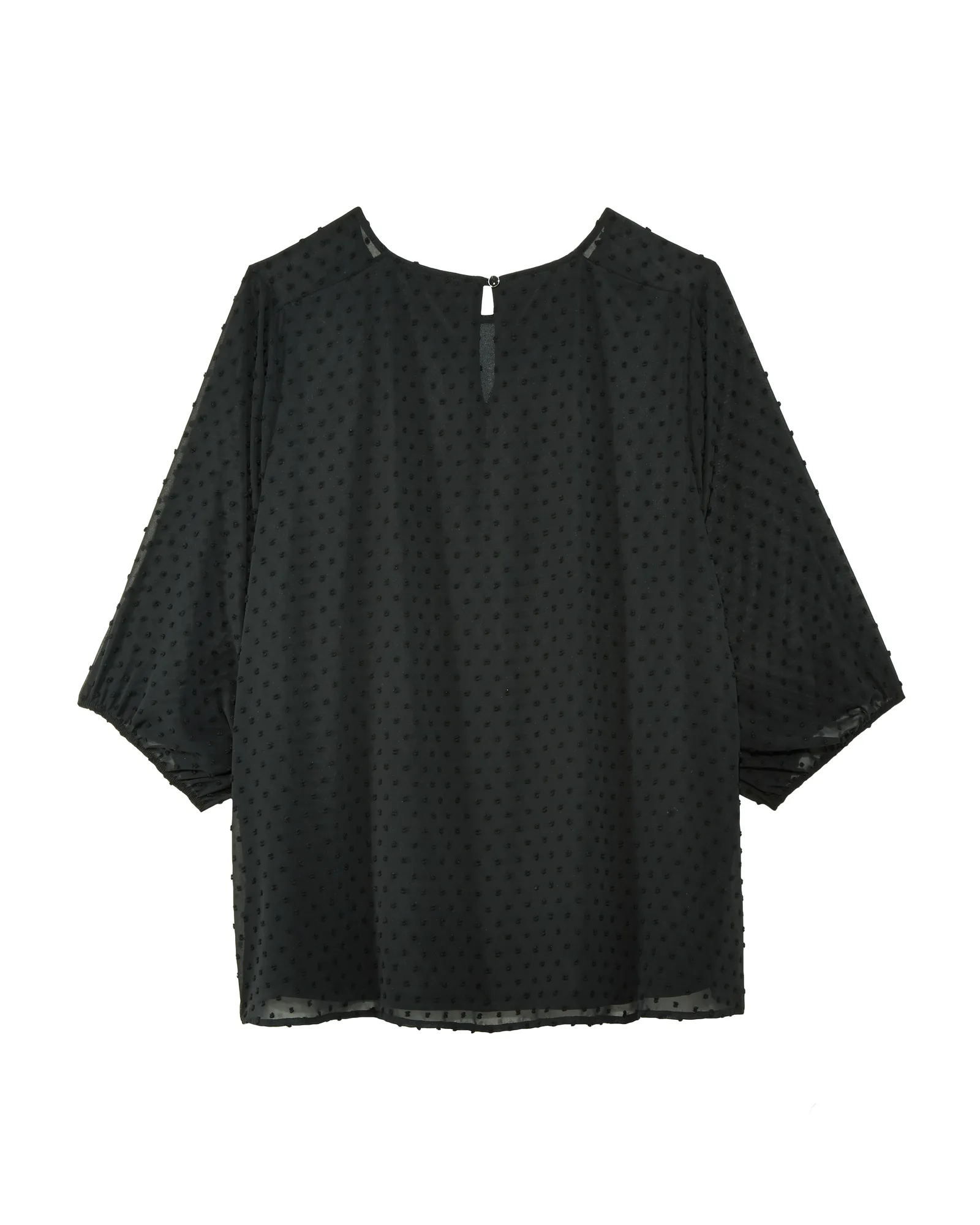 Gwendolyn 3/4 Sleeve Textured Balloon Sleeve Blouse | Black