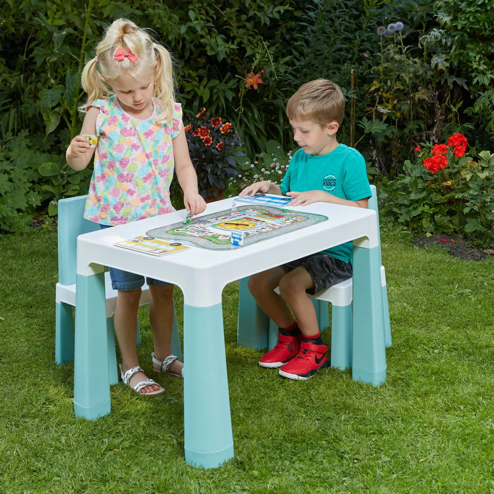 Height Adjustable Table and Chair Set - White & Green