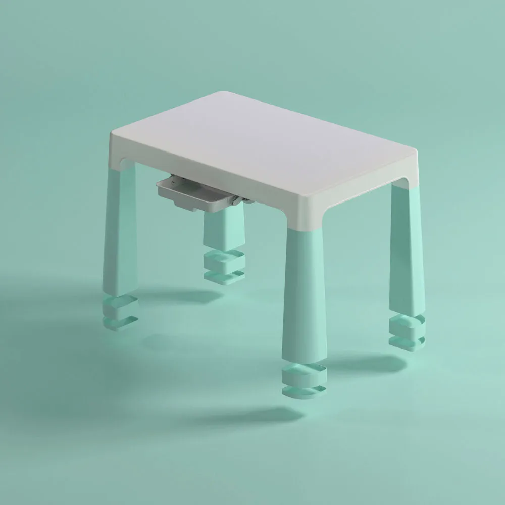 Height Adjustable Table and Chair Set - White & Green