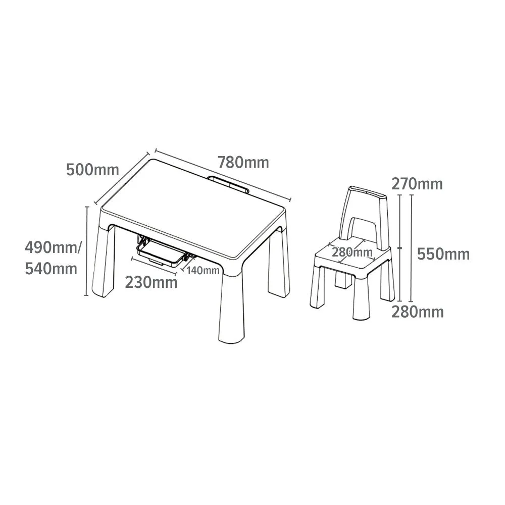 Height Adjustable Table and Chair Set - White & Green