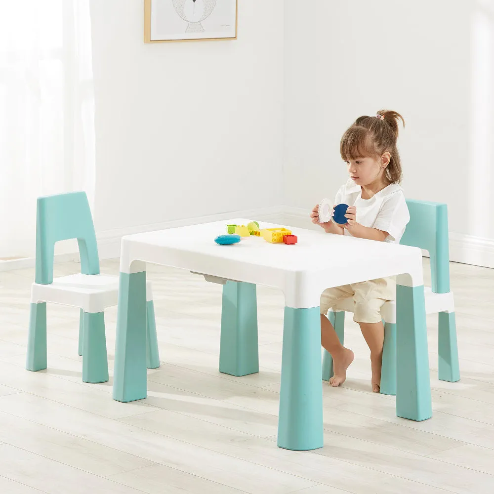 Height Adjustable Table and Chair Set - White & Green