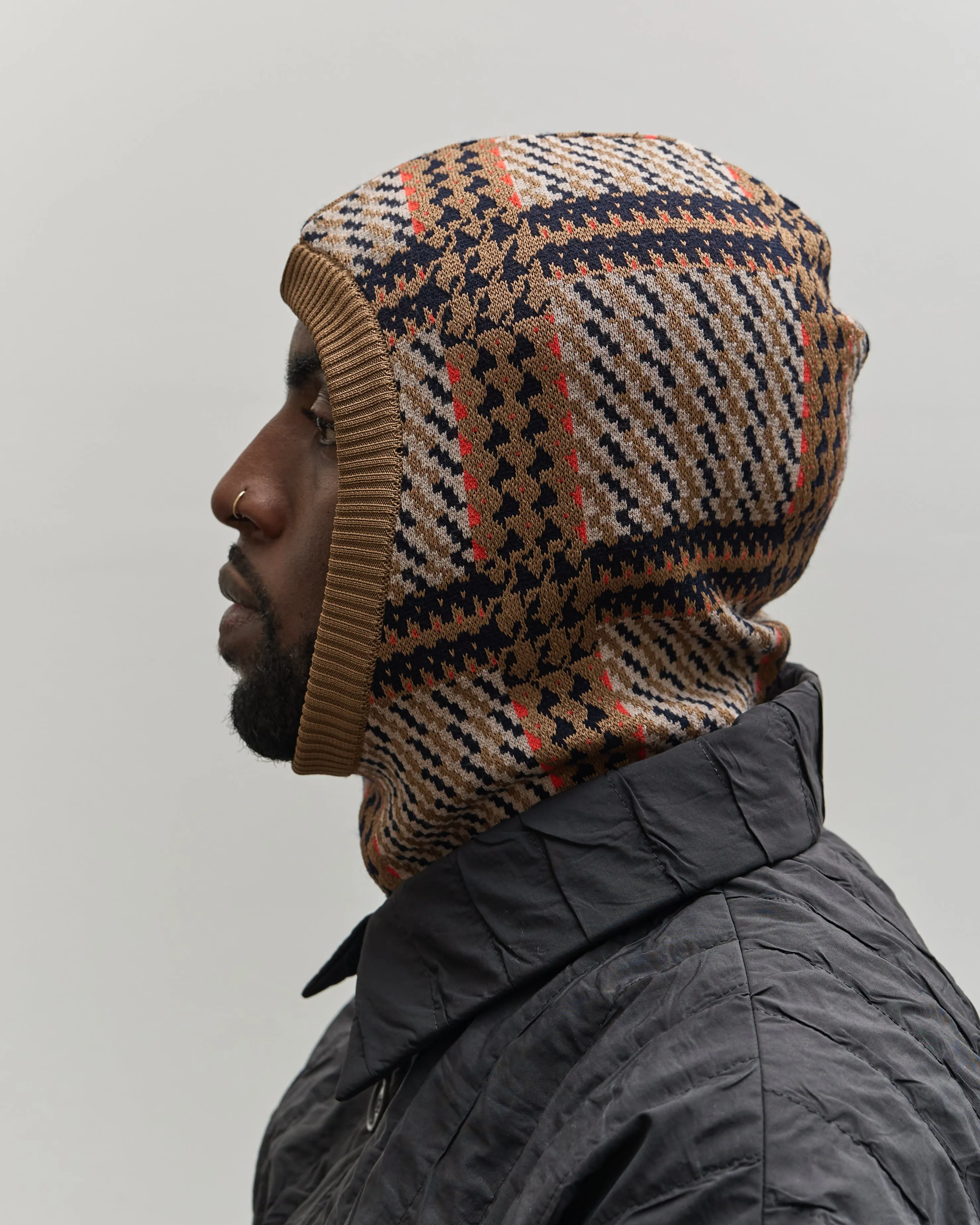 Henrik Vibskov Balaclava, Orange Mixed Check