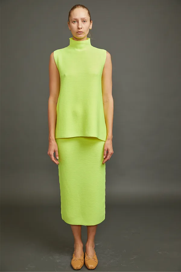 Kewi Whole Garment Knit Sleeveless Top In Fluorescent Yellow (Sold Out)