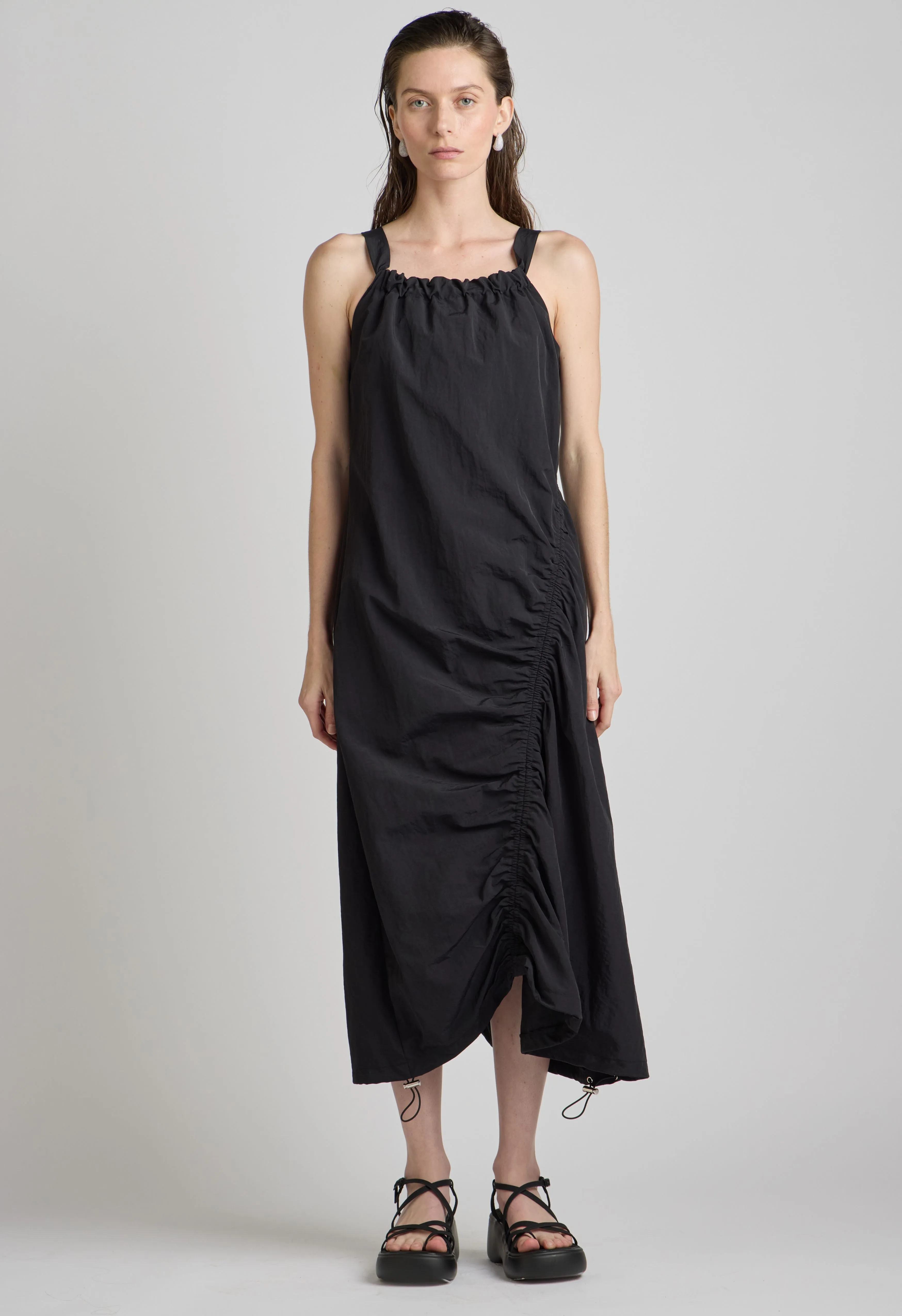 Long Parachute Dress In Black