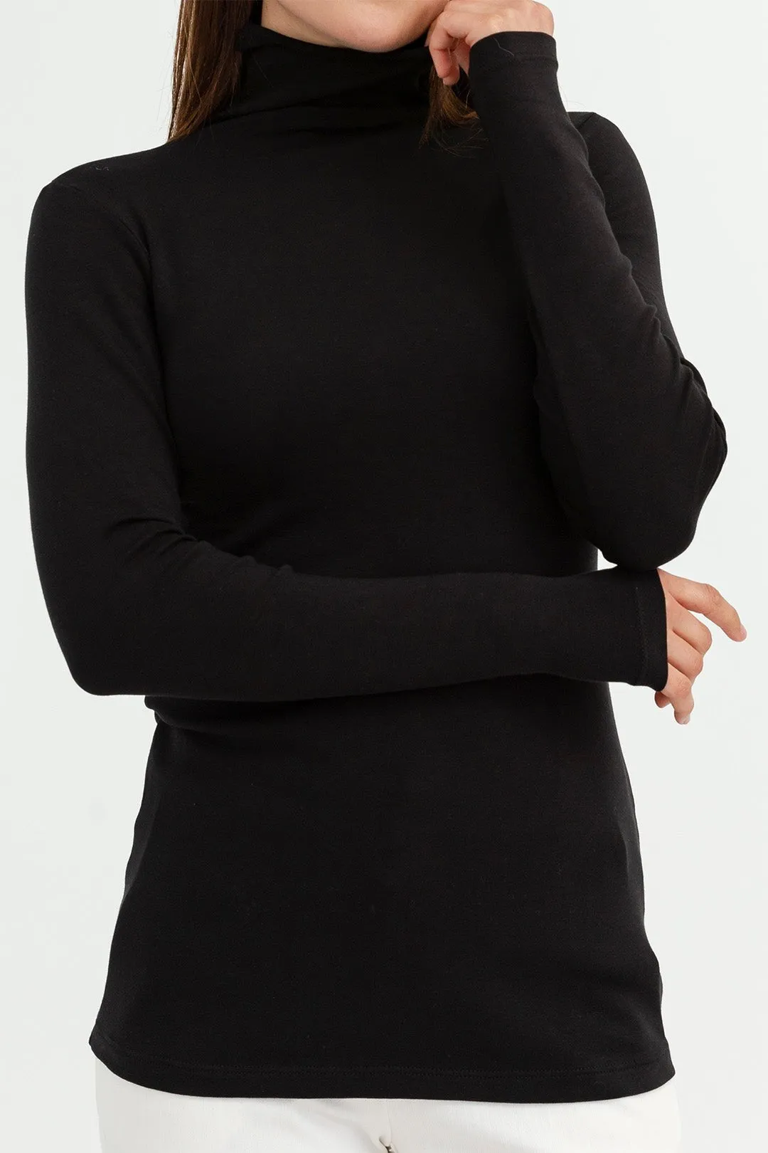 LONG SLEEVE TURTLENECK IN PIMA COTTON STRETCH