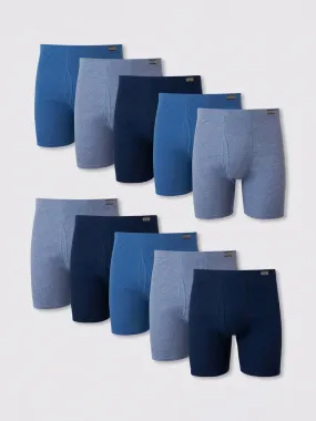 Men's 10 Pack Plain Boxers Set,Blue