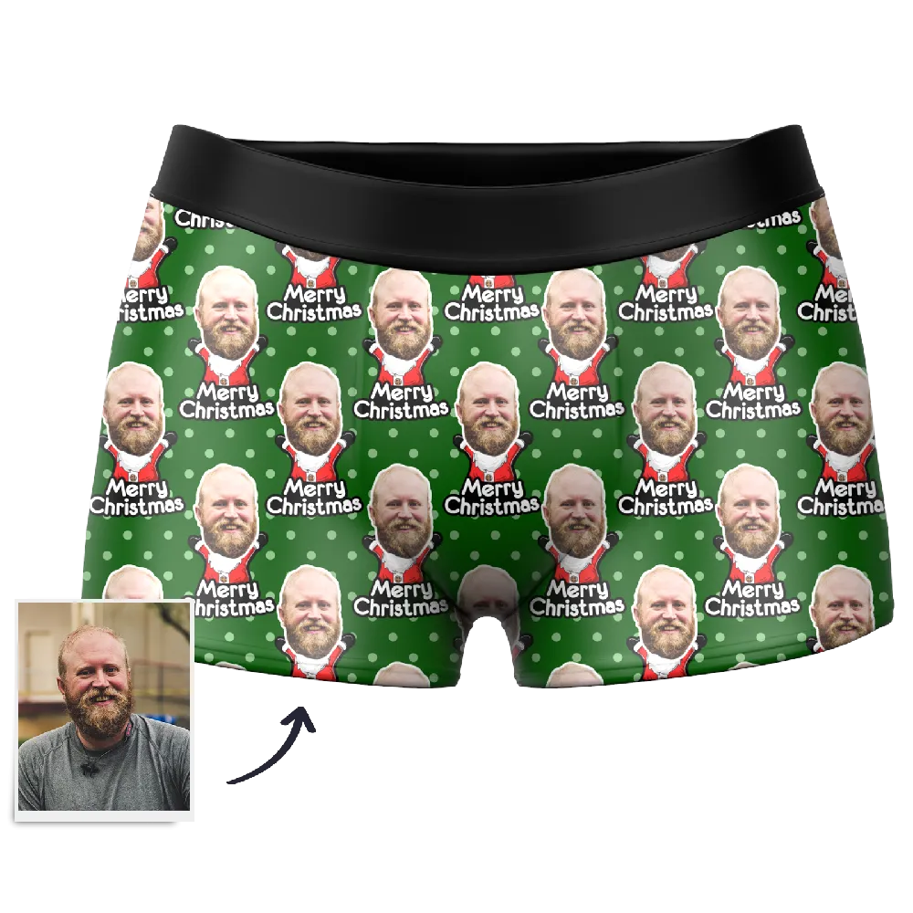 Men's Custom Santa Claus Face Boxer Shorts