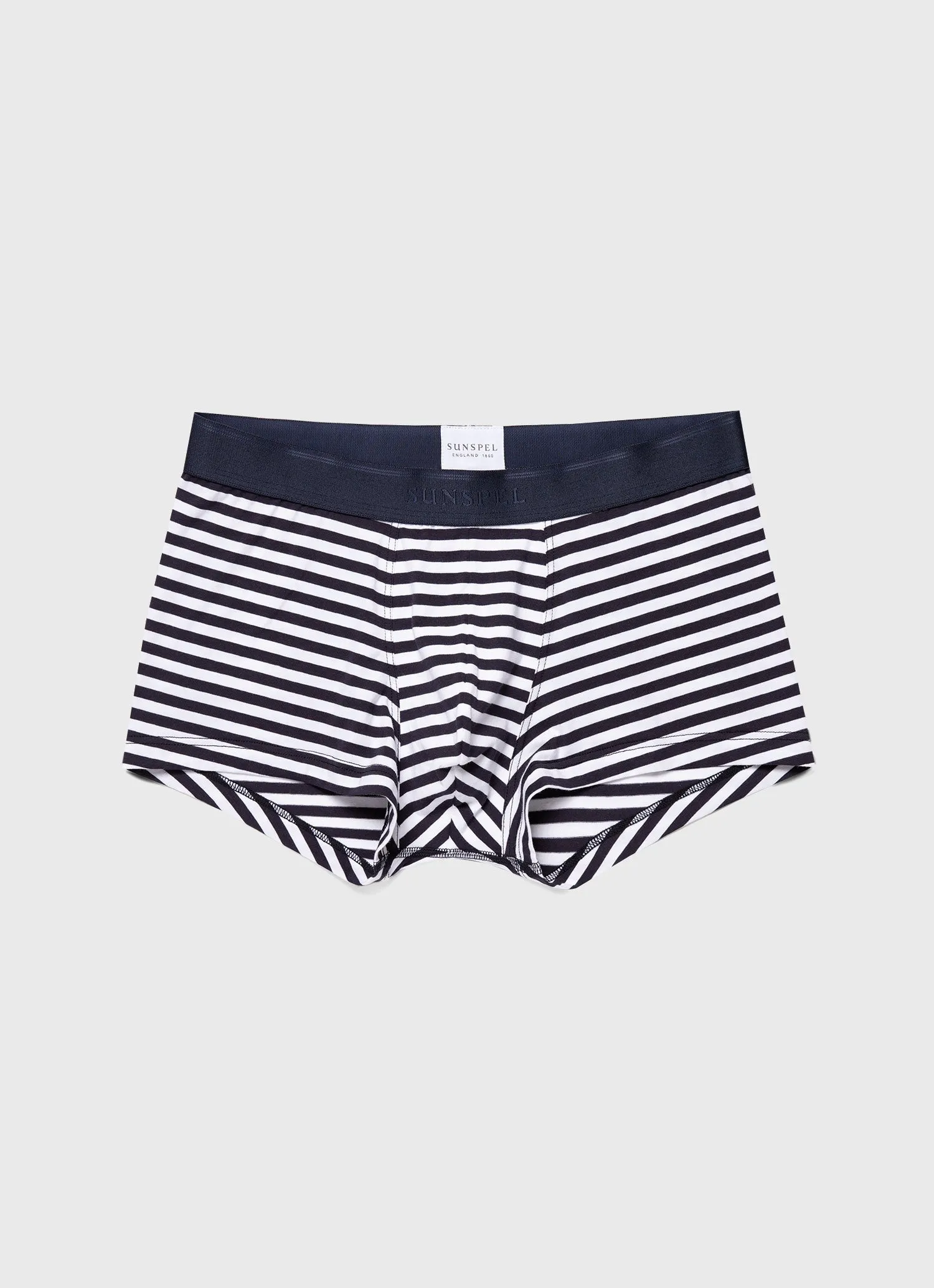 Men's Stretch Cotton Trunks in White/Navy