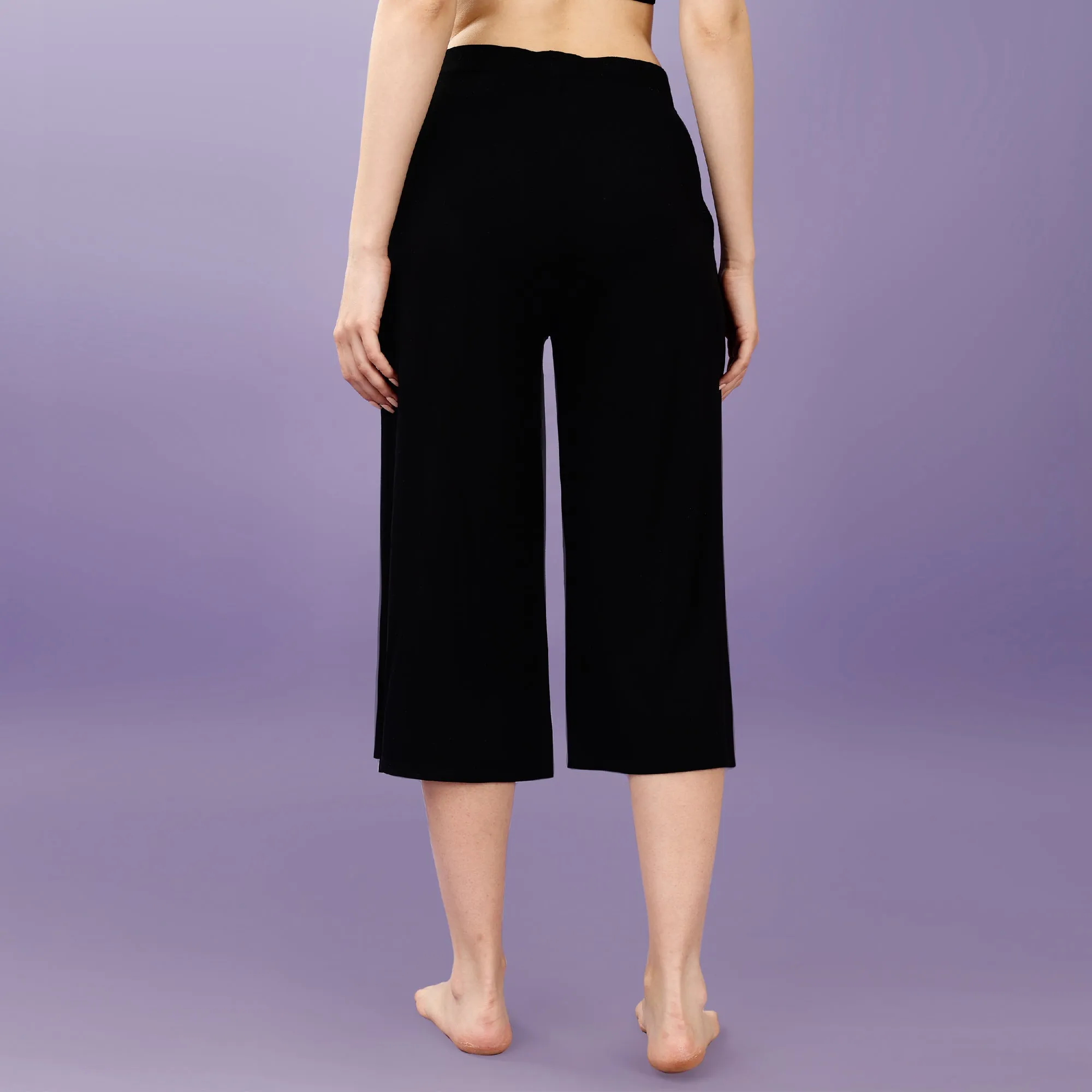 Mid Rise Flared Lounge Culottes 3/4 Length with Pockets-NT-130