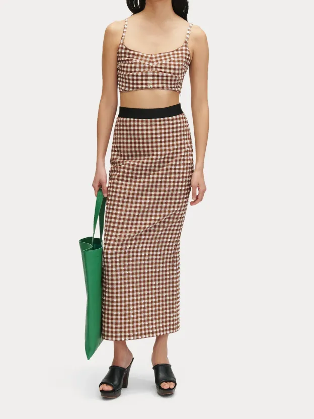 Native Skirt, Brown Check