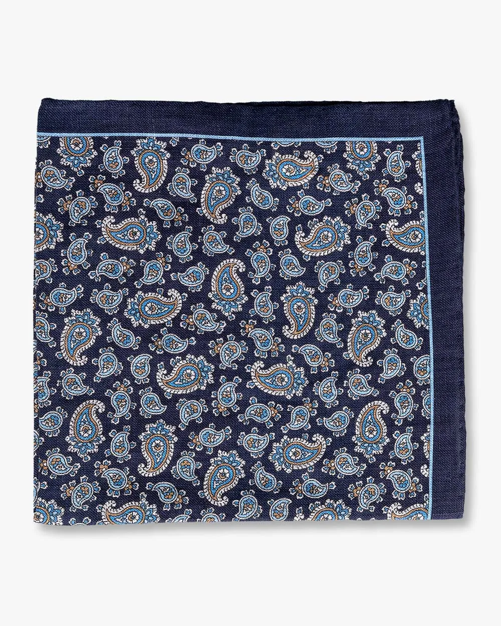 Navy Paisley Print Pocket Square