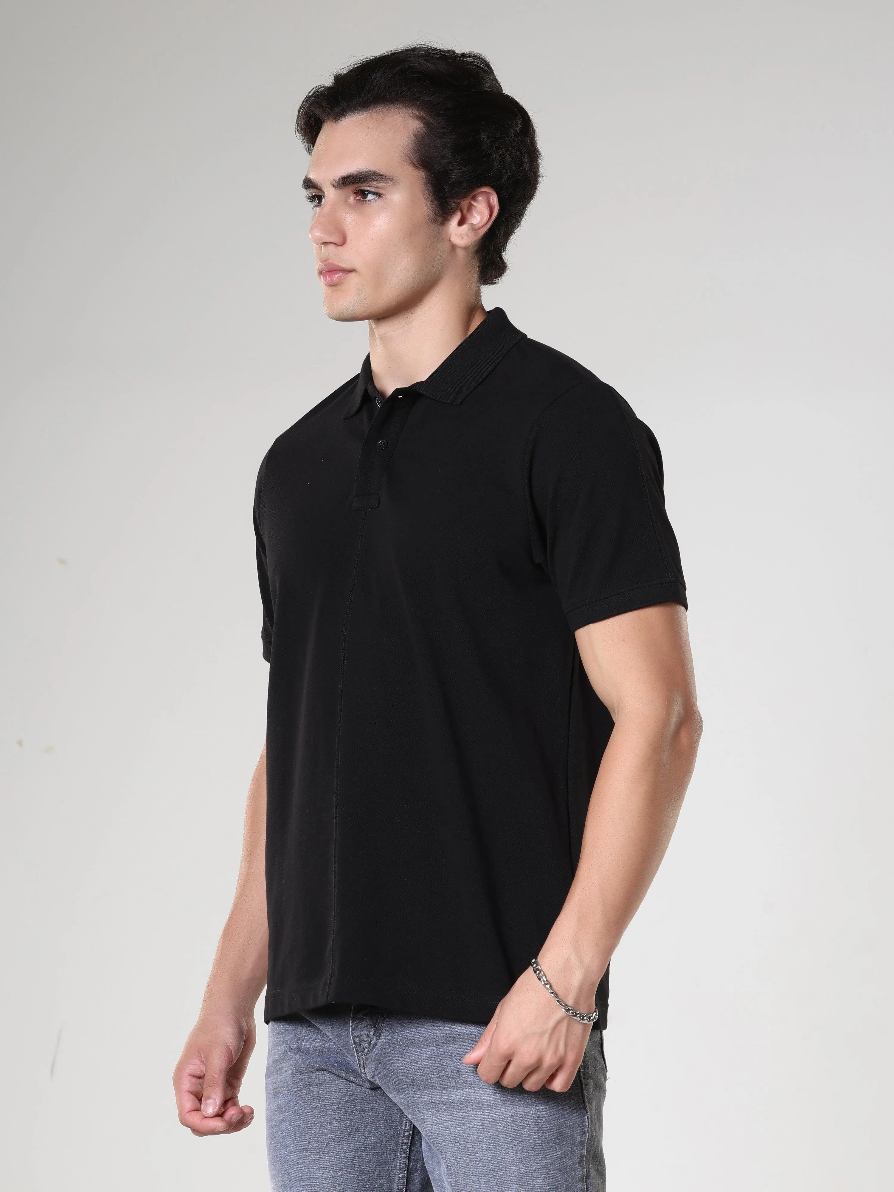 Odessa - Plain Polo T-Shirt- Black