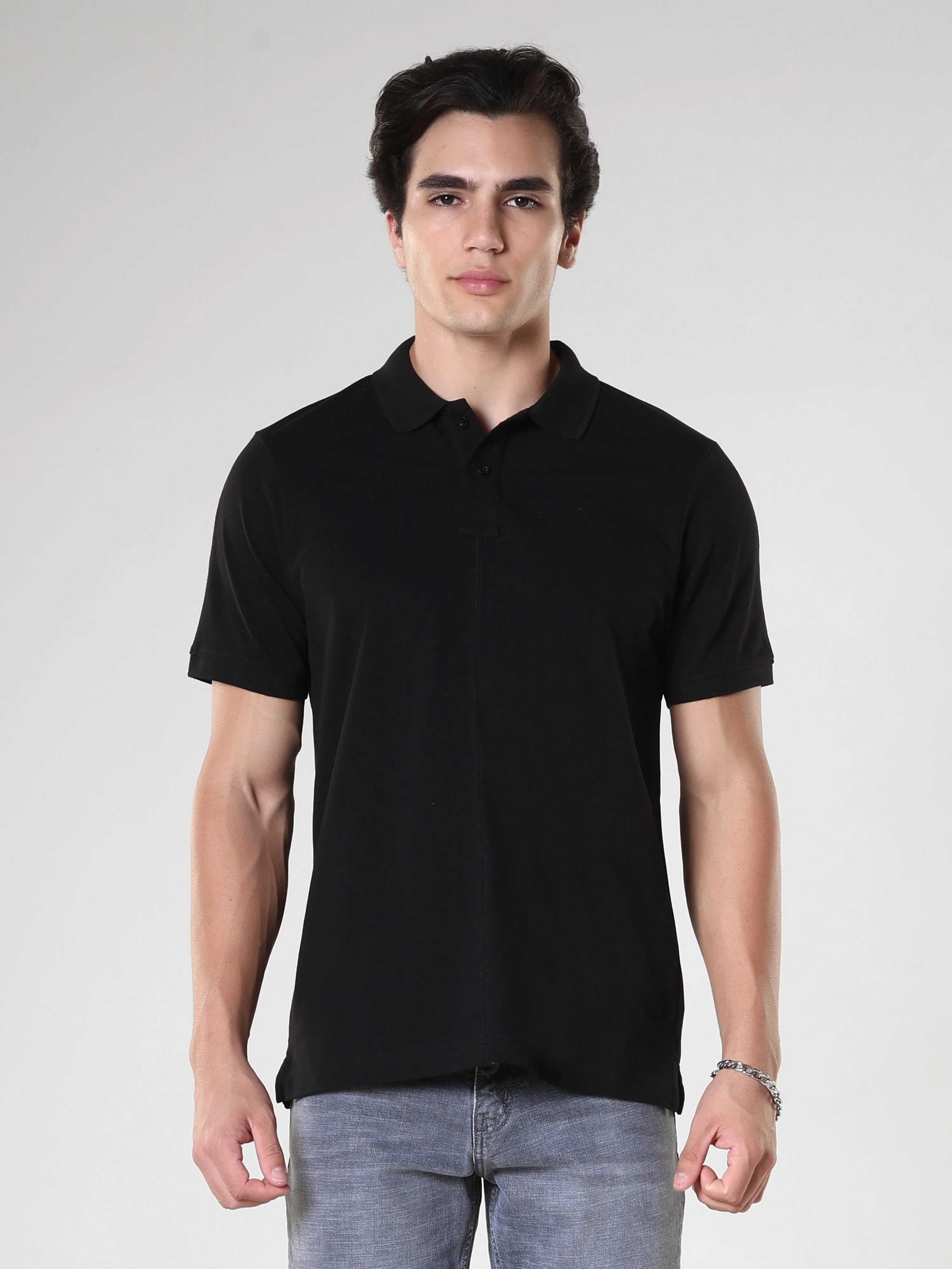 Odessa - Plain Polo T-Shirt- Black