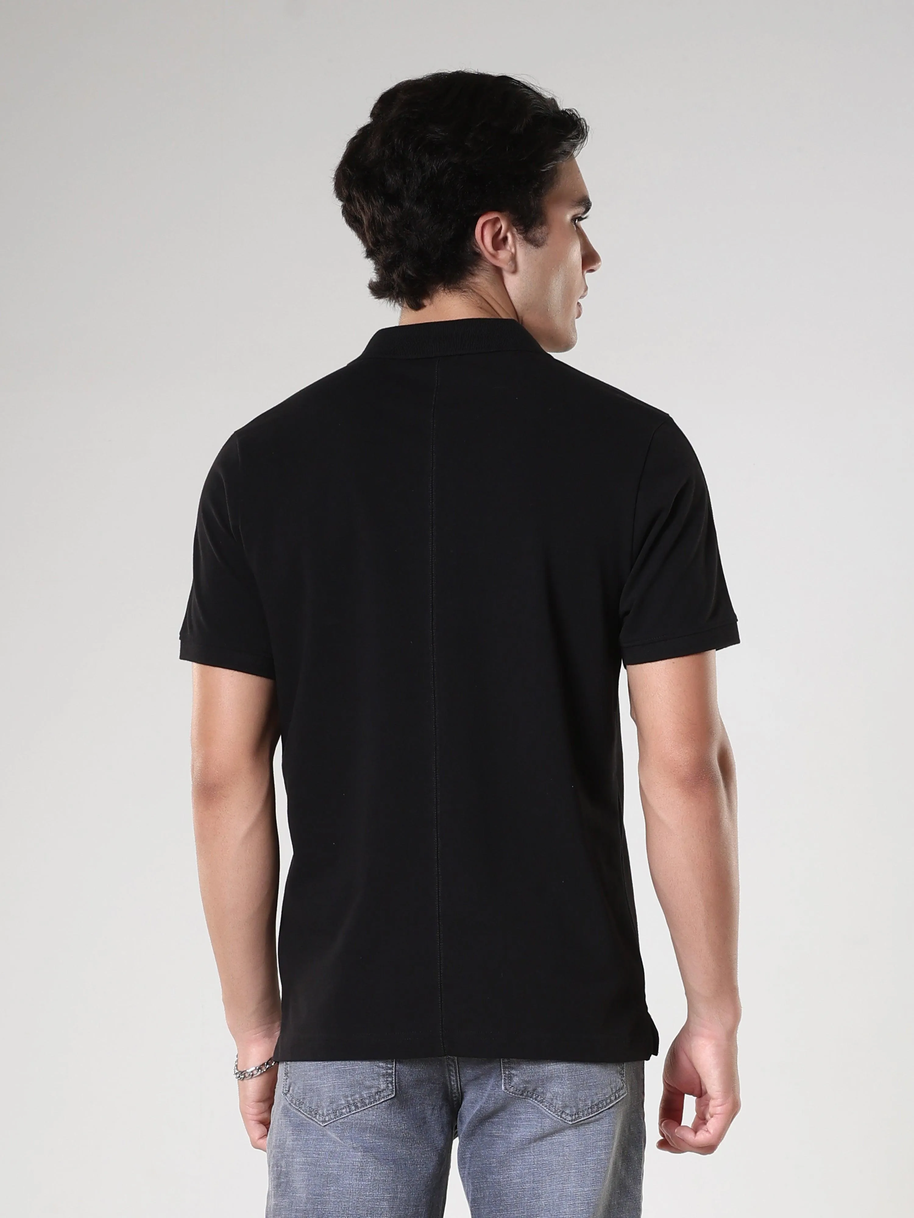 Odessa - Plain Polo T-Shirt- Black