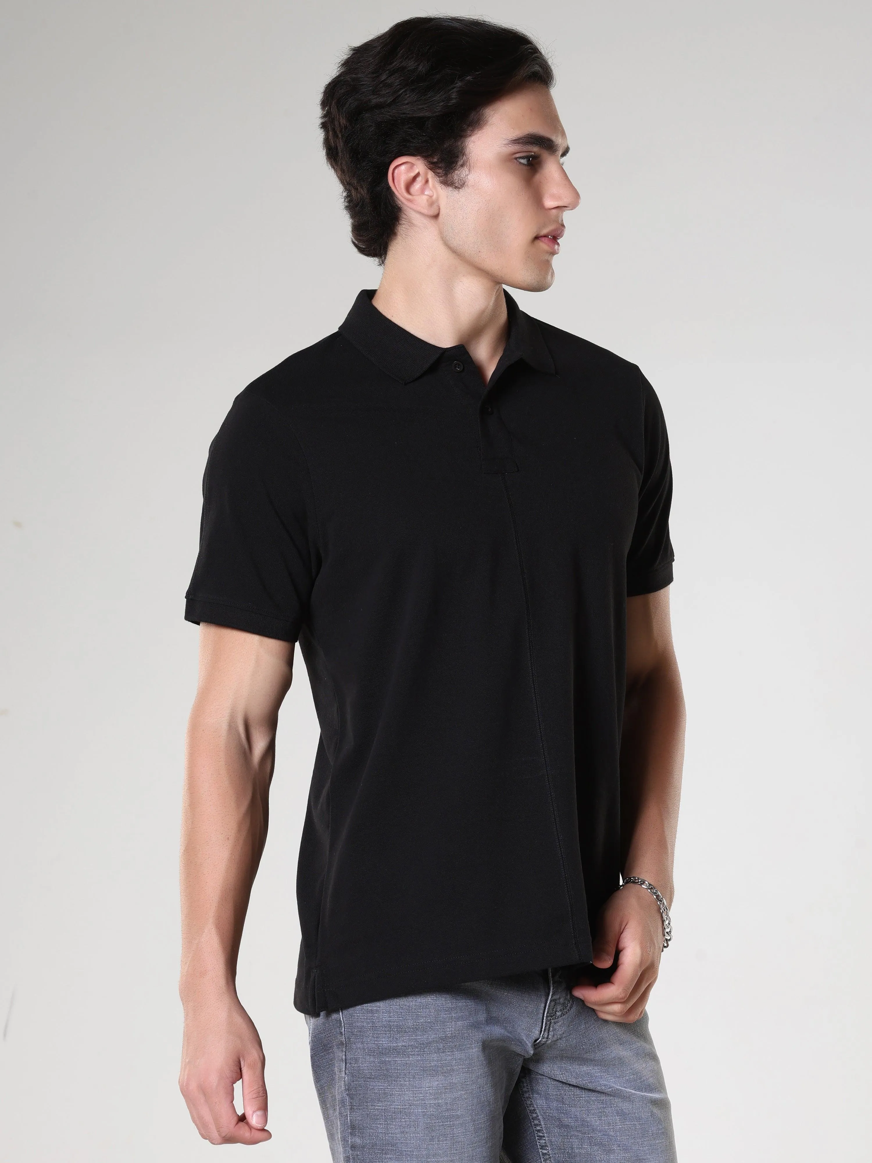 Odessa - Plain Polo T-Shirt- Black