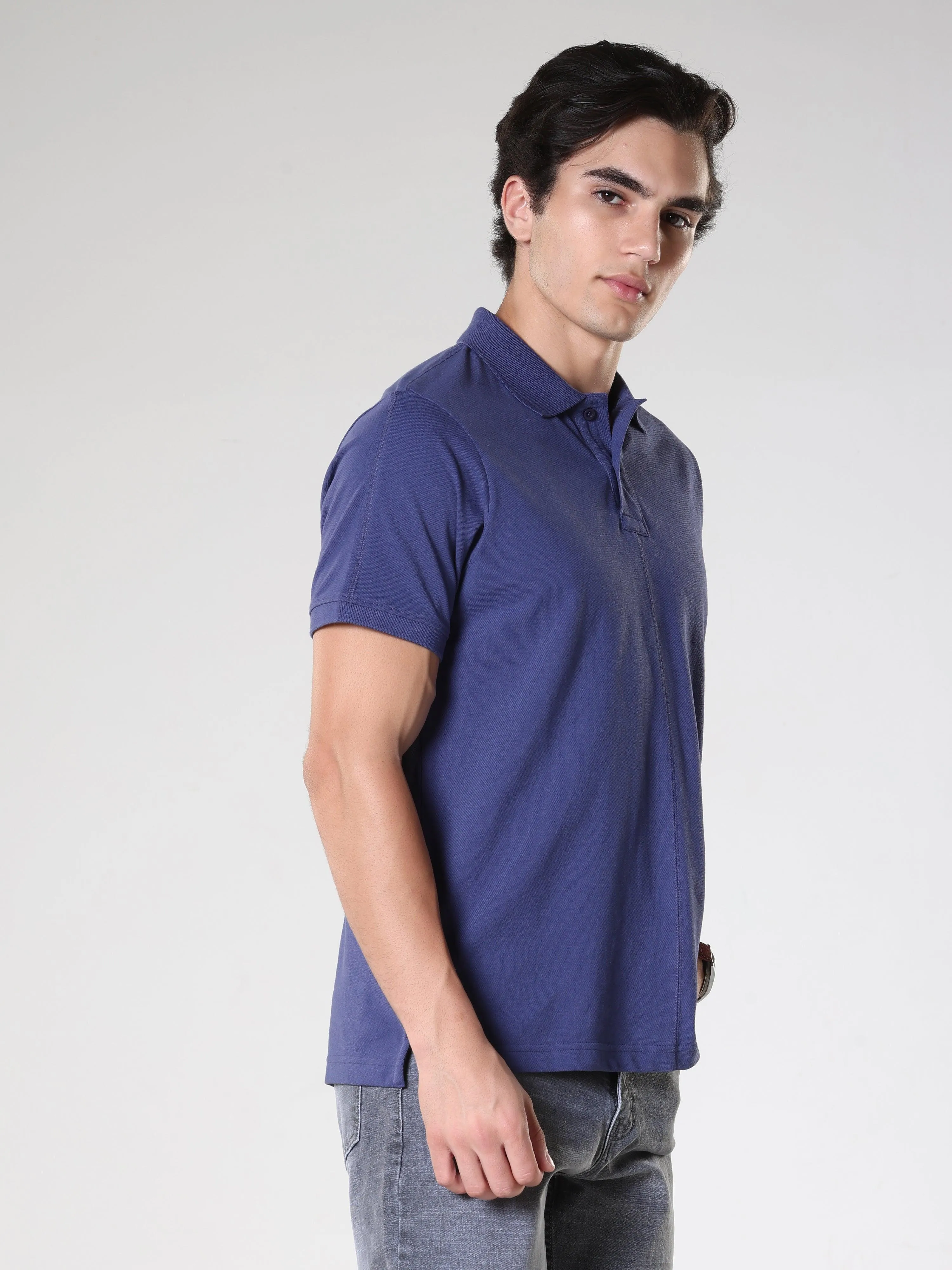 Odessa - Plain Polo T-Shirt- Blue