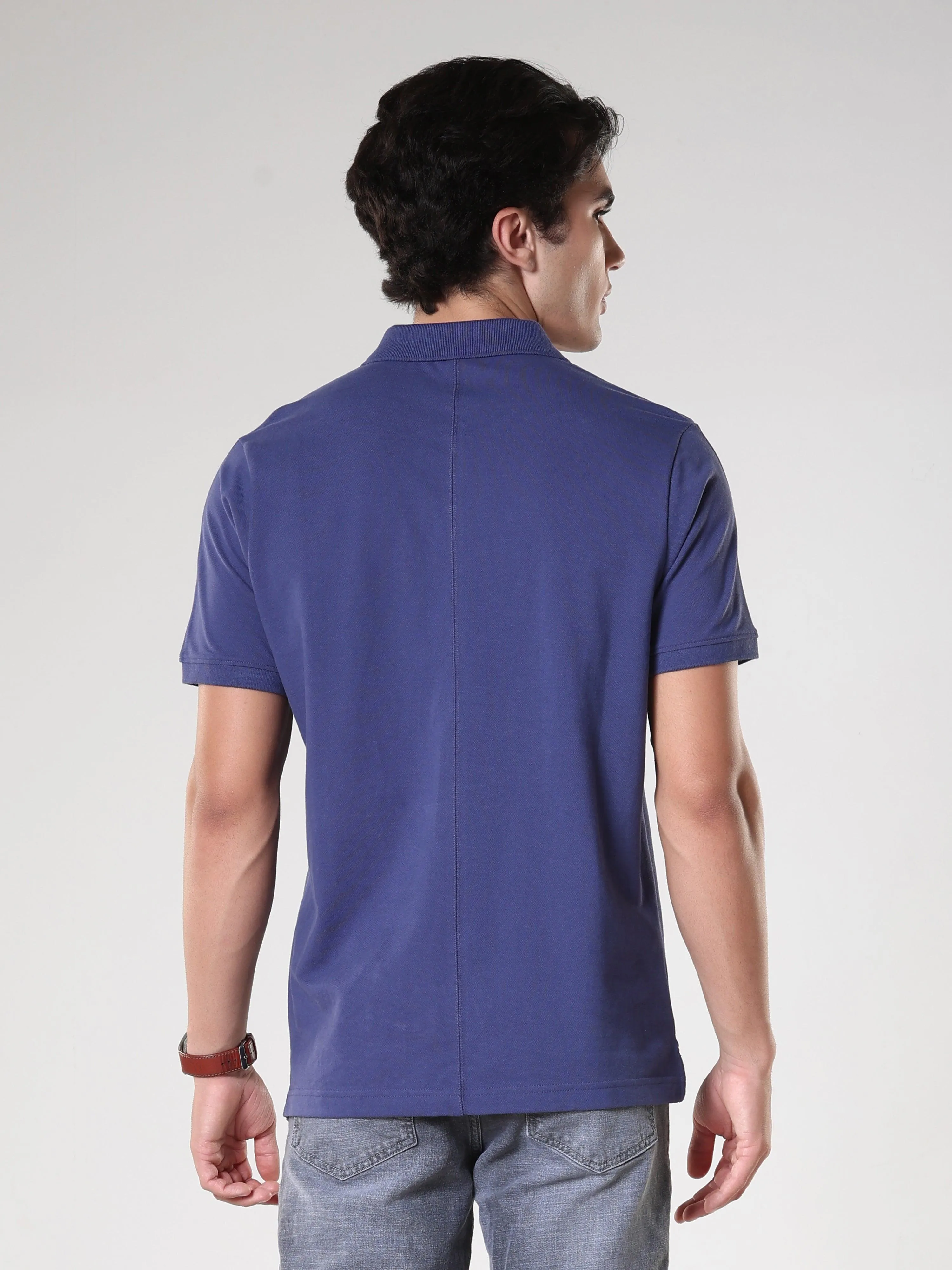 Odessa - Plain Polo T-Shirt- Blue