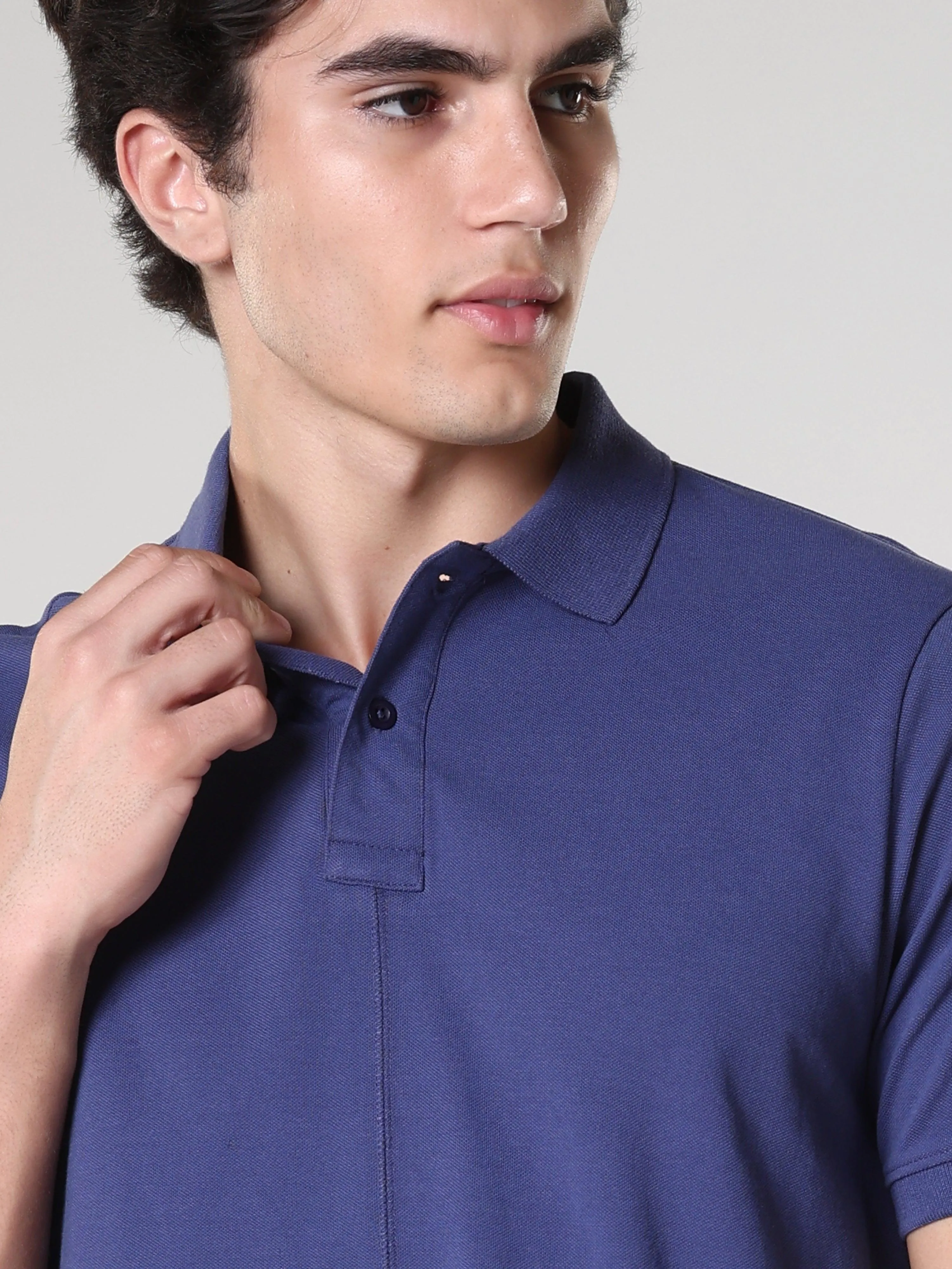 Odessa - Plain Polo T-Shirt- Blue