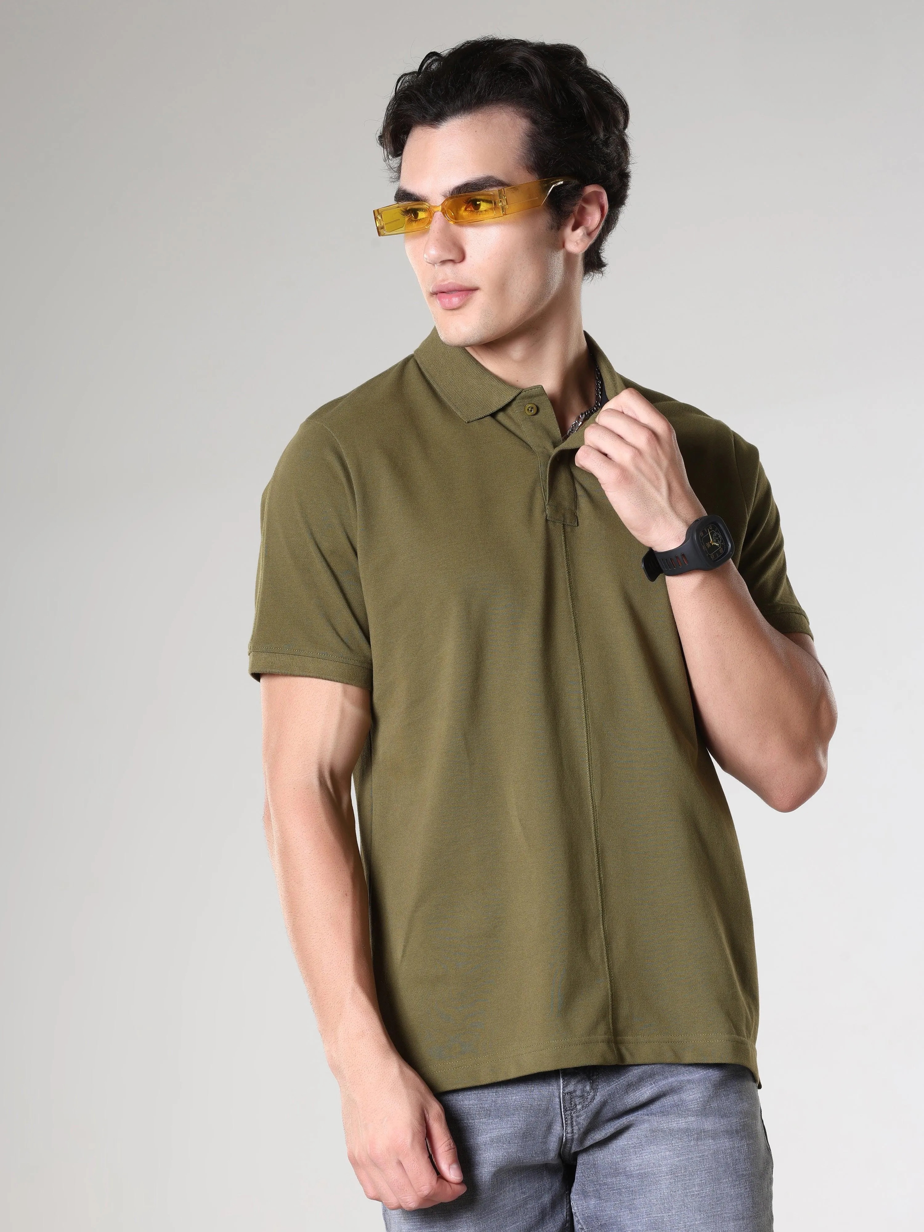 Odessa - Plain Polo T-Shirt- Green