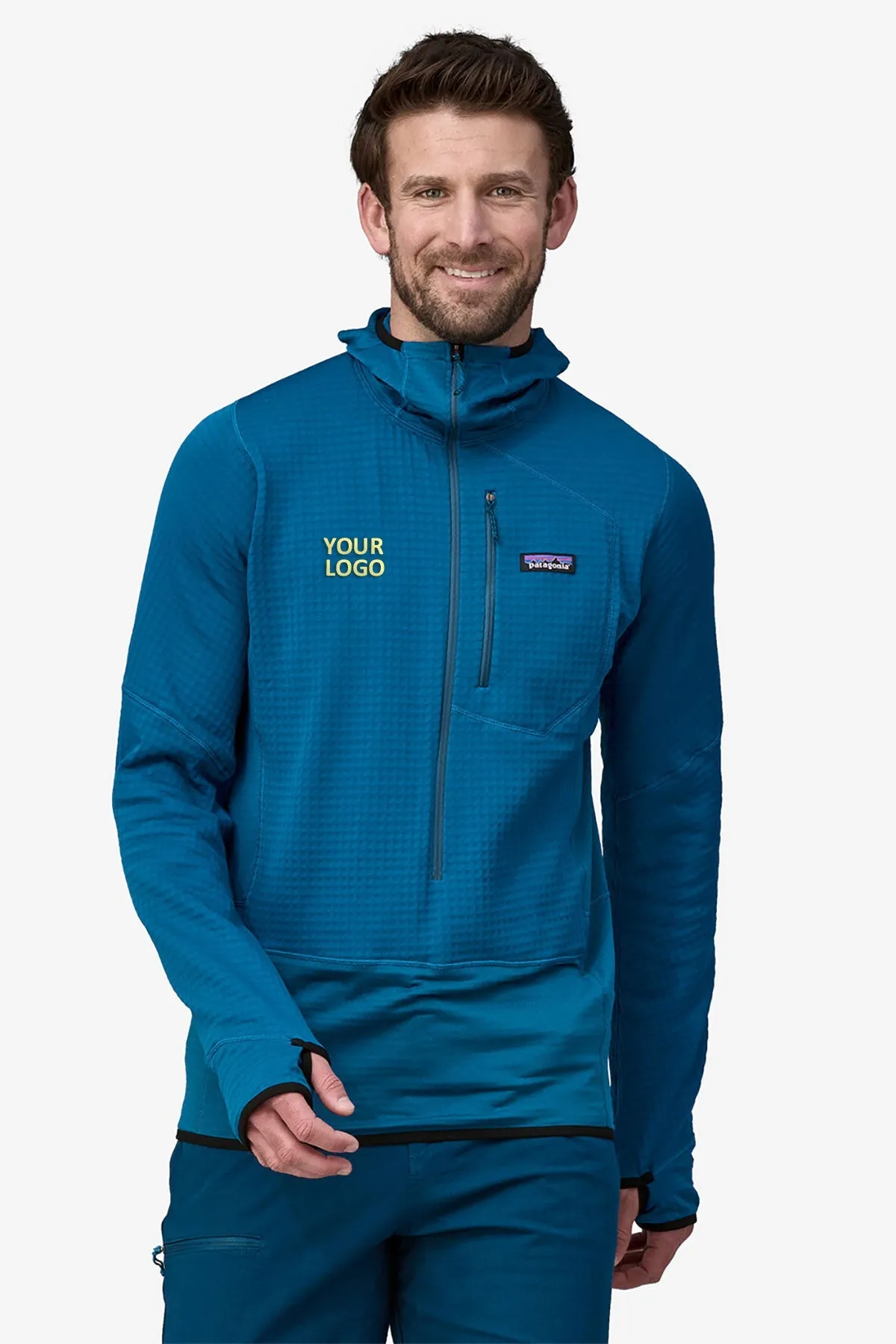 Patagonia Mens R1 Pullover Custom Hoodies, Endless Blue