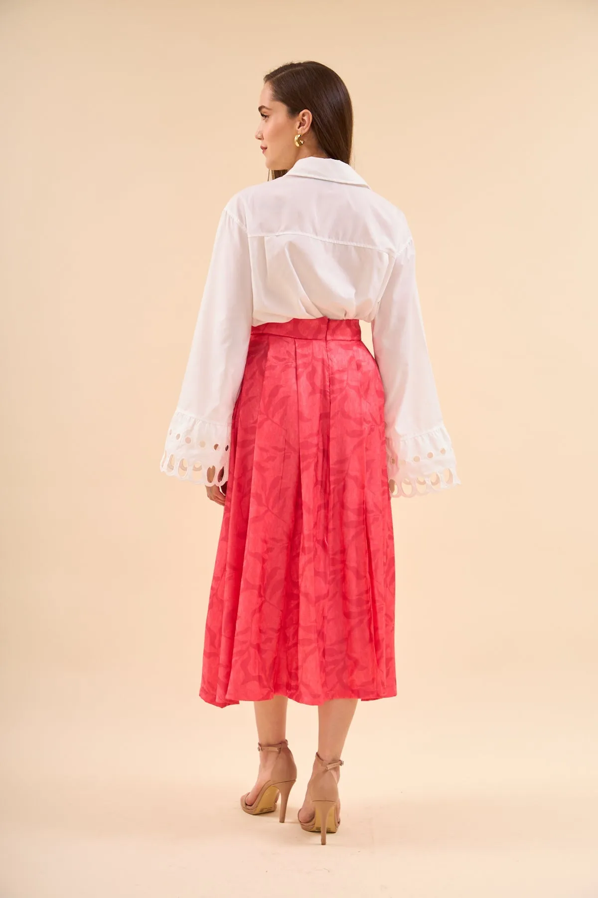 Patterned Flared Skirt Pomegranate