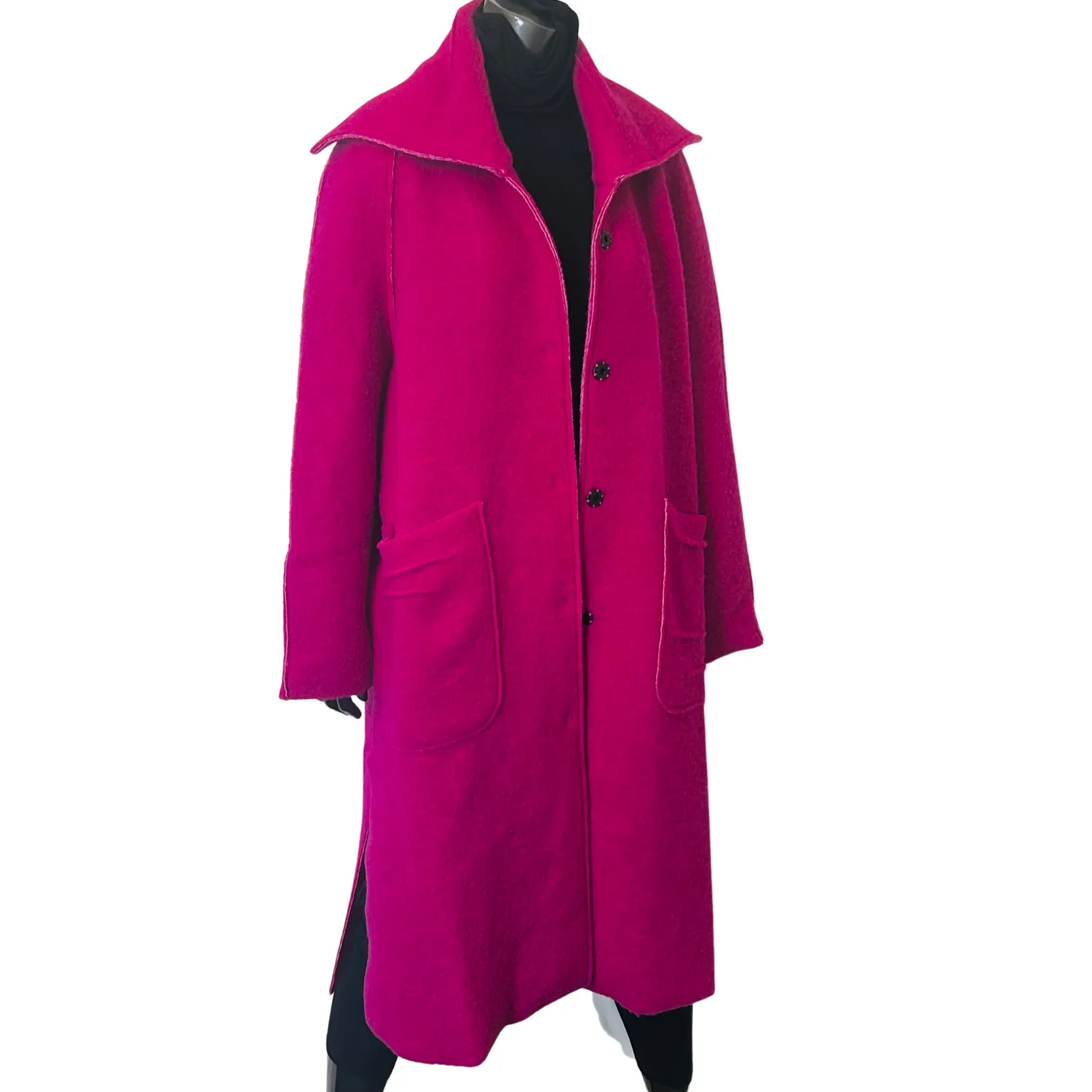 Pink Raw Seam Patch Pocket Coat