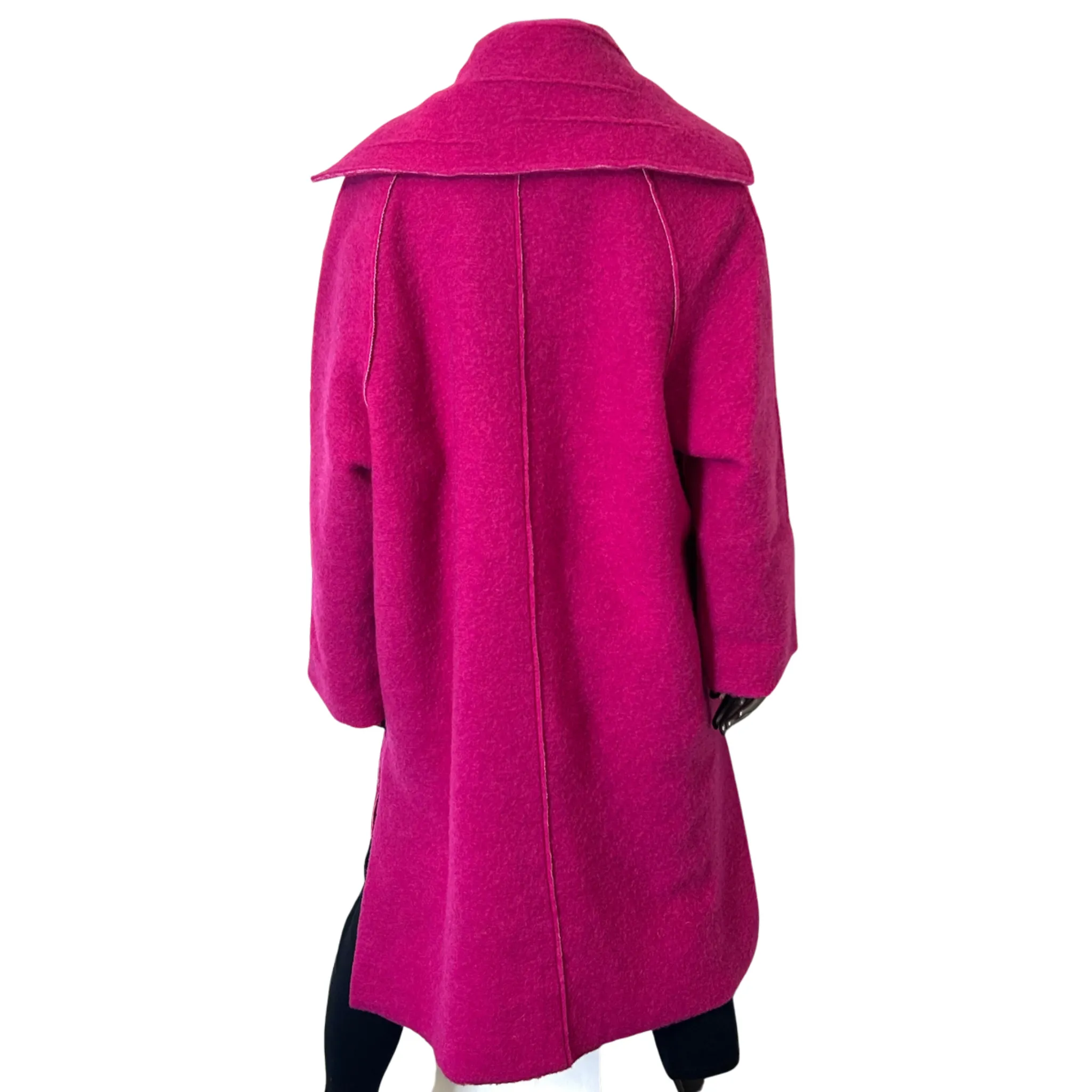 Pink Raw Seam Patch Pocket Coat