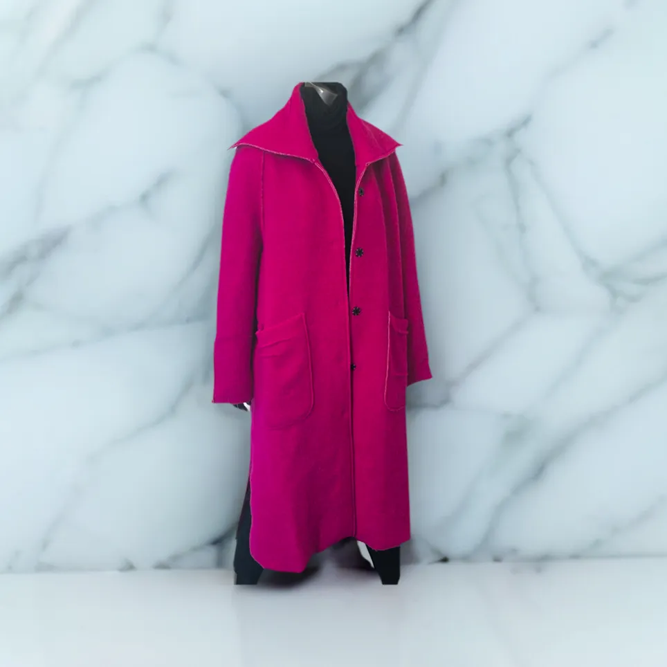 Pink Raw Seam Patch Pocket Coat