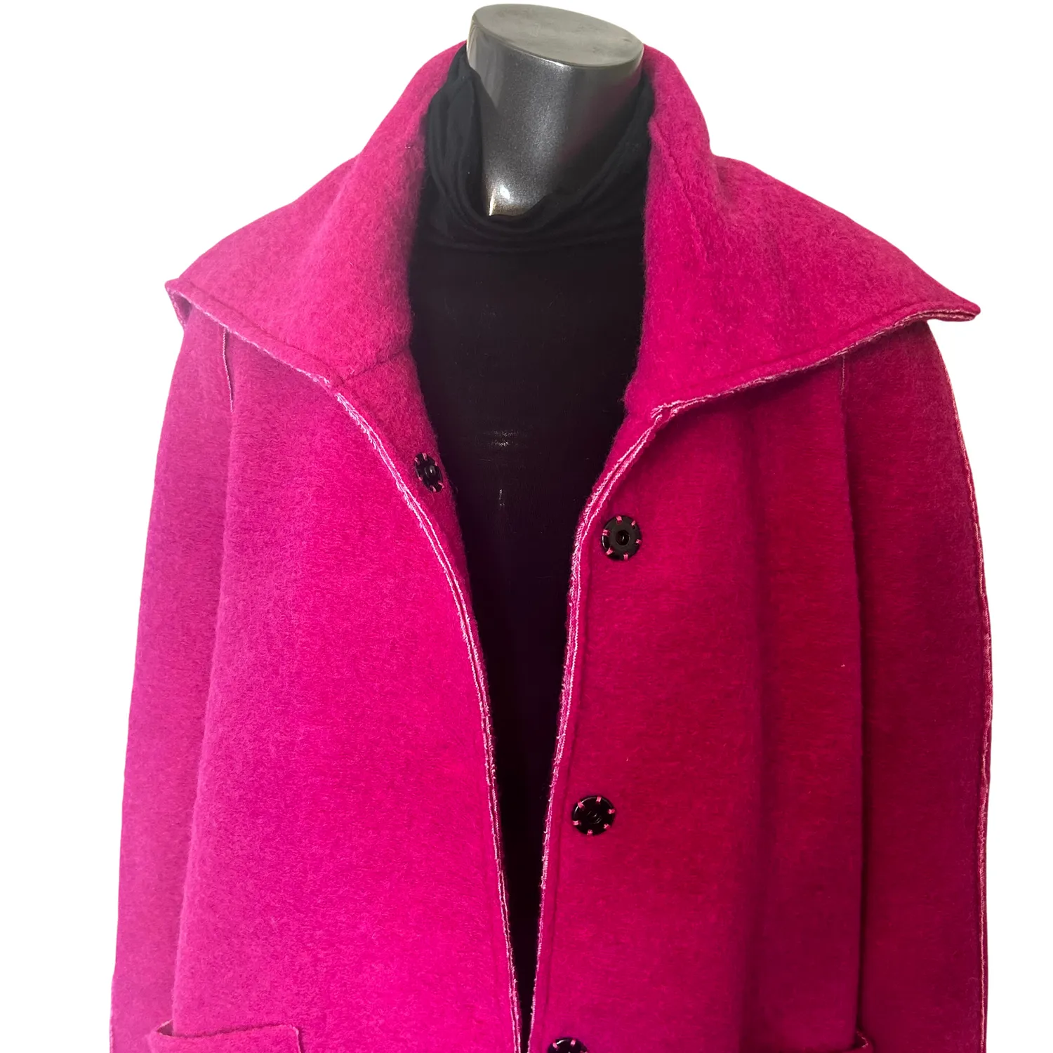 Pink Raw Seam Patch Pocket Coat