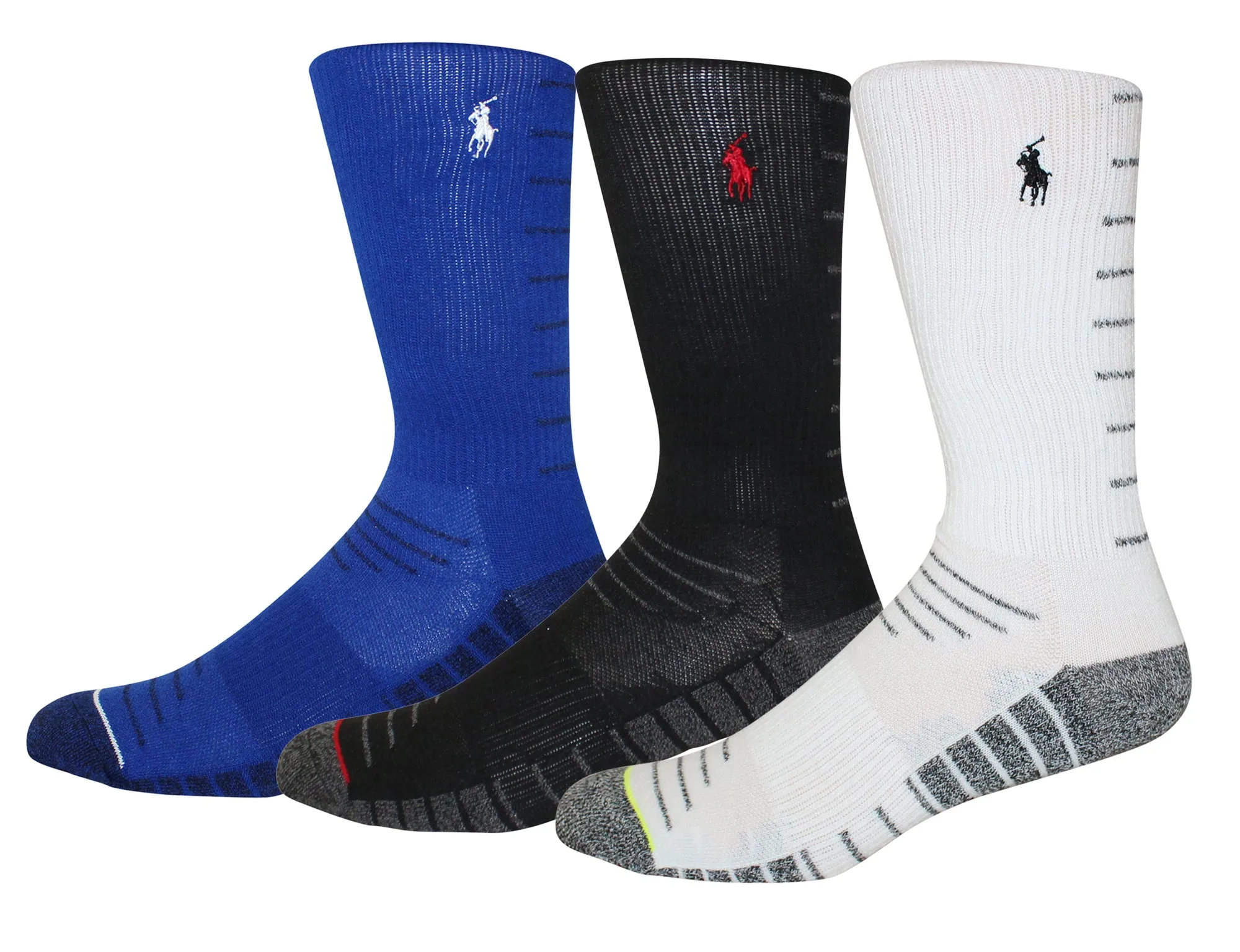 Polo Ralph Lauren 3-Pack Athletic Ladder Stripe Crew Sock Polo Embroidery